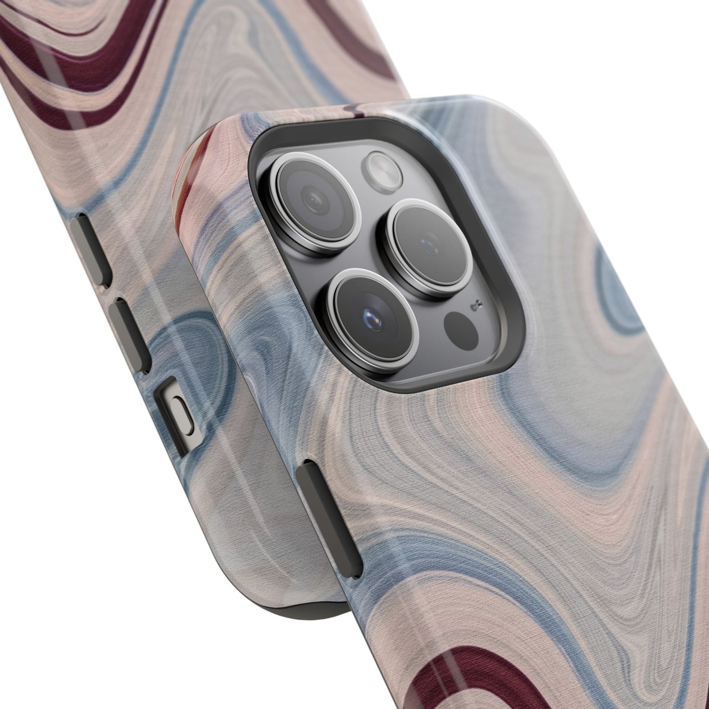 Marble Swirl Elegance – MagSafe Case with Abstract Blue & Pink Marble Art - BOGO Cases