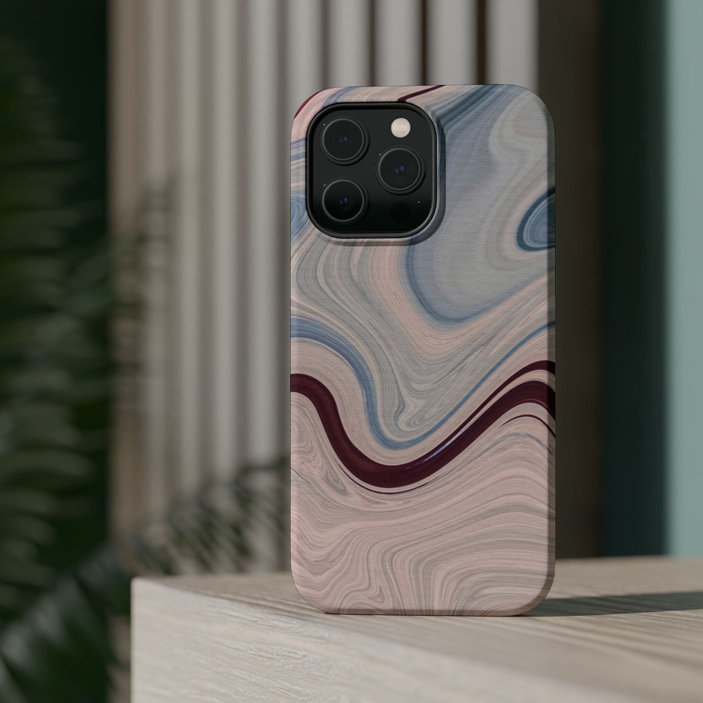 Marble Swirl Elegance – MagSafe Case with Abstract Blue & Pink Marble Art - BOGO Cases