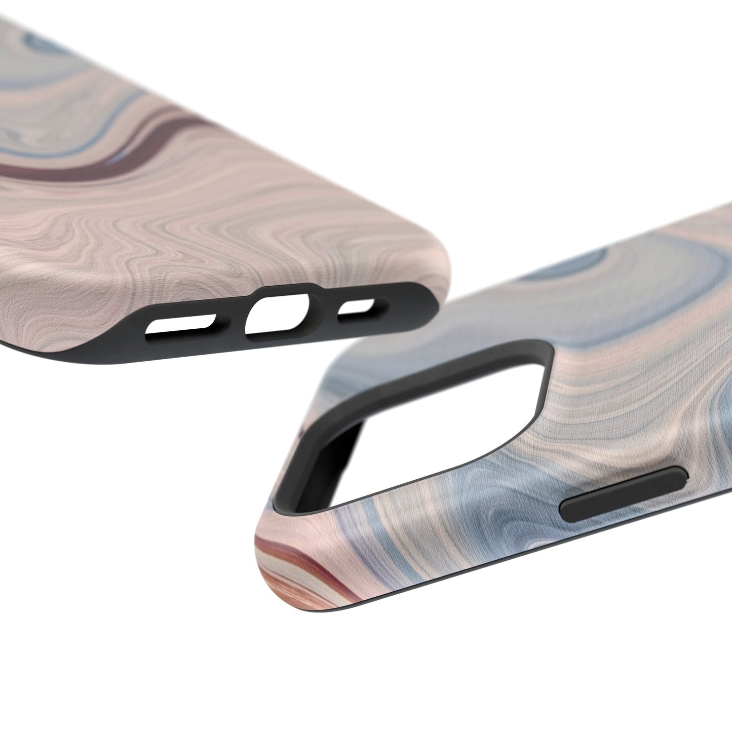 Marble Swirl Elegance – MagSafe Case with Abstract Blue & Pink Marble Art - BOGO Cases