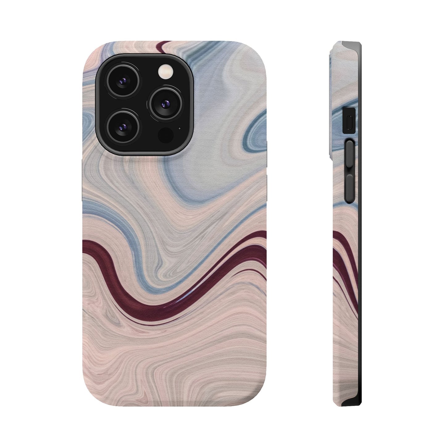 Marble Swirl Elegance – MagSafe Case with Abstract Blue & Pink Marble Art - BOGO Cases