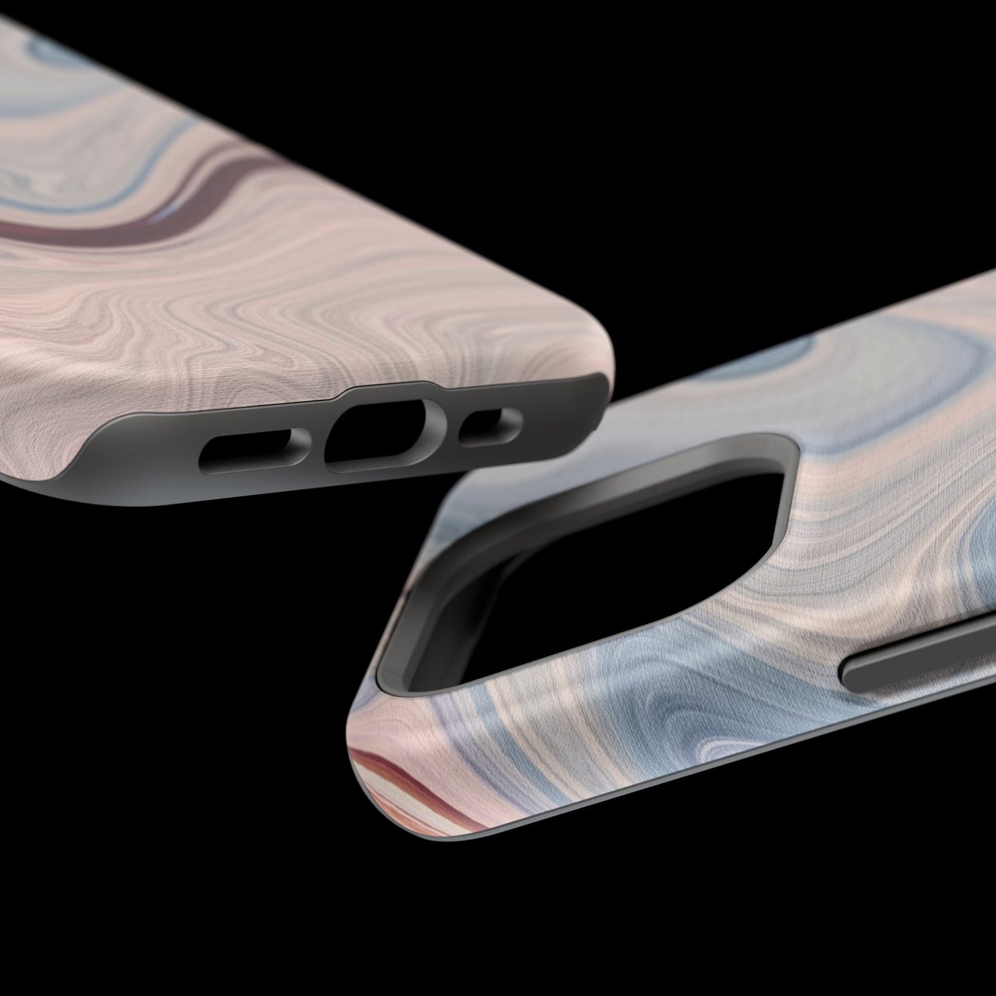 Marble Swirl Elegance – MagSafe Case with Abstract Blue & Pink Marble Art - BOGO Cases
