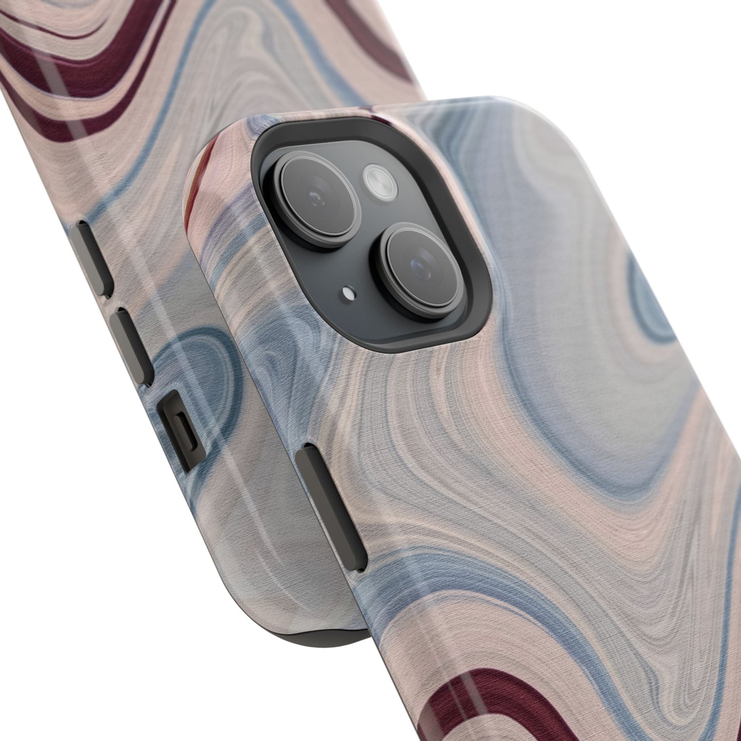 Marble Swirl Elegance – MagSafe Case with Abstract Blue & Pink Marble Art - BOGO Cases