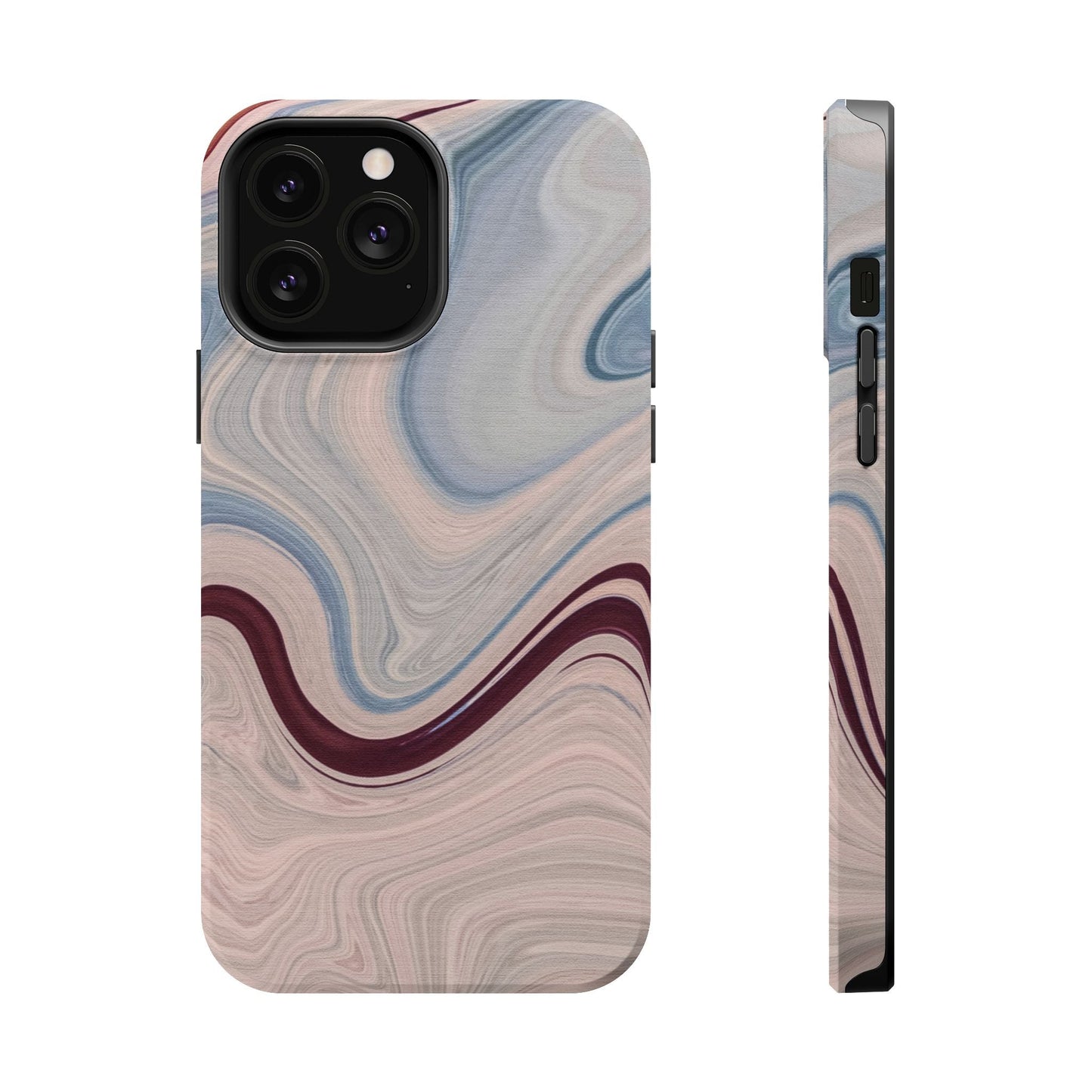 Marble Swirl Elegance – MagSafe Case with Abstract Blue & Pink Marble Art - BOGO Cases