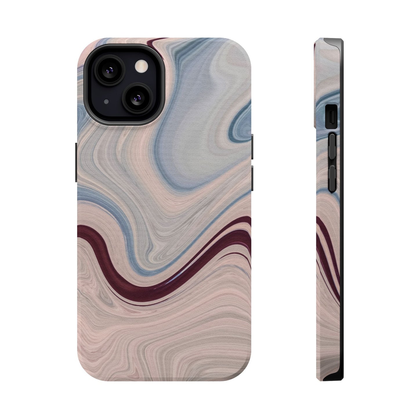 Marble Swirl Elegance – MagSafe Case with Abstract Blue & Pink Marble Art - BOGO Cases