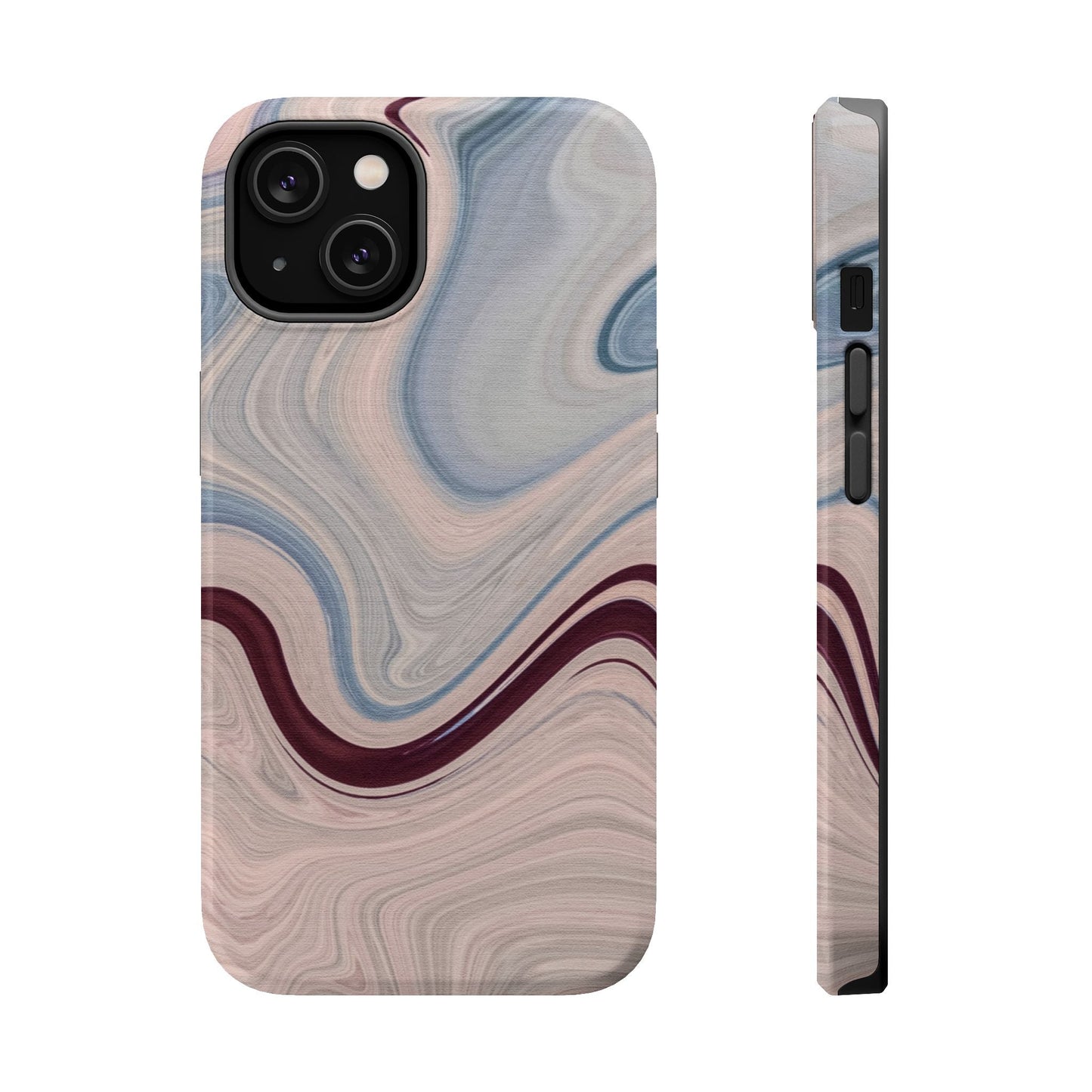 Marble Swirl Elegance – MagSafe Case with Abstract Blue & Pink Marble Art - BOGO Cases