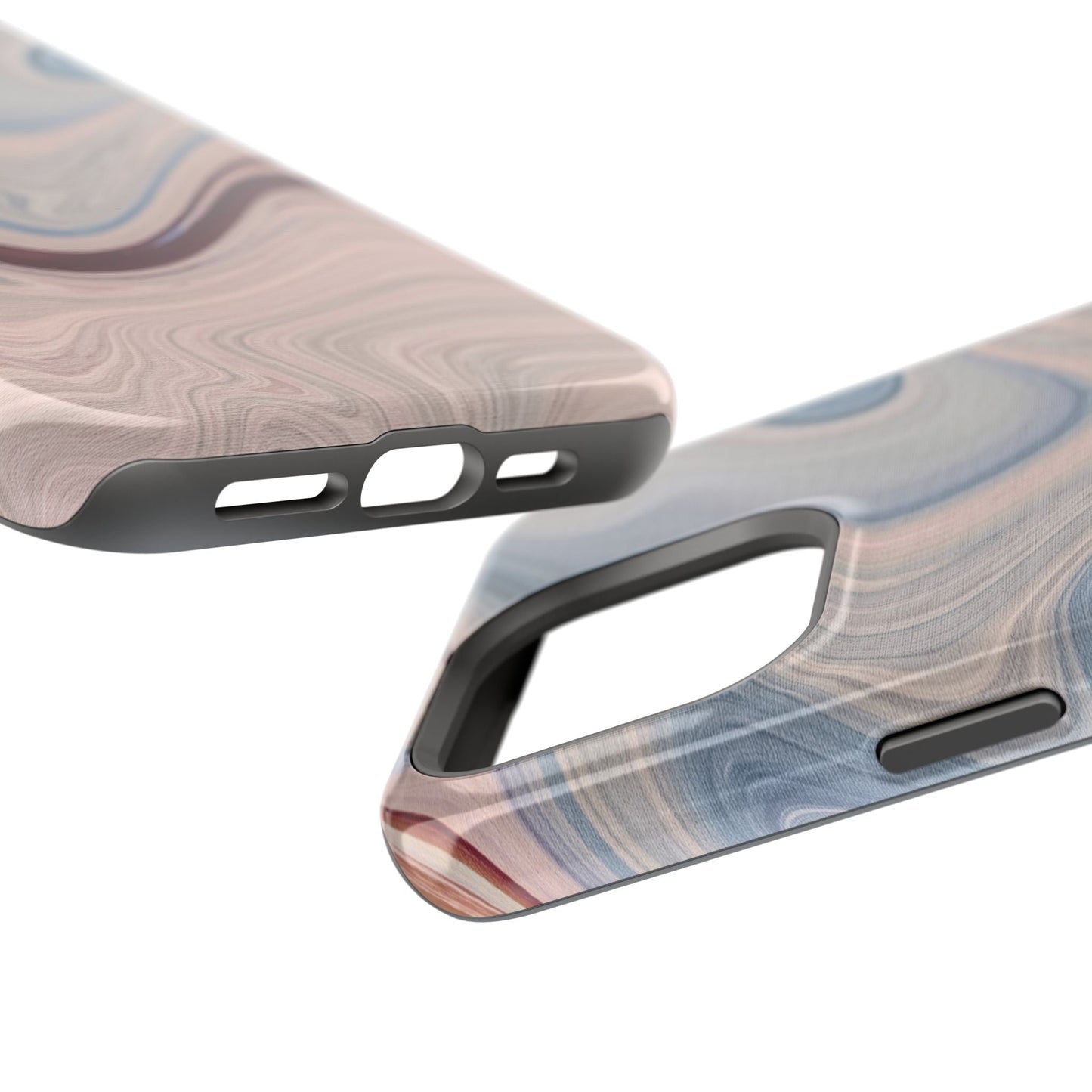 Marble Swirl Elegance – MagSafe Case with Abstract Blue & Pink Marble Art - BOGO Cases