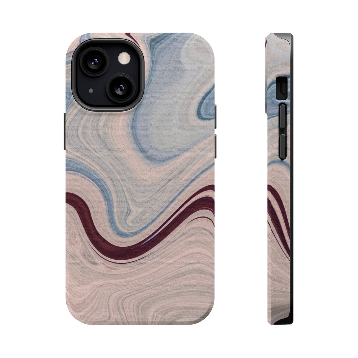 Marble Swirl Elegance – MagSafe Case with Abstract Blue & Pink Marble Art - BOGO Cases