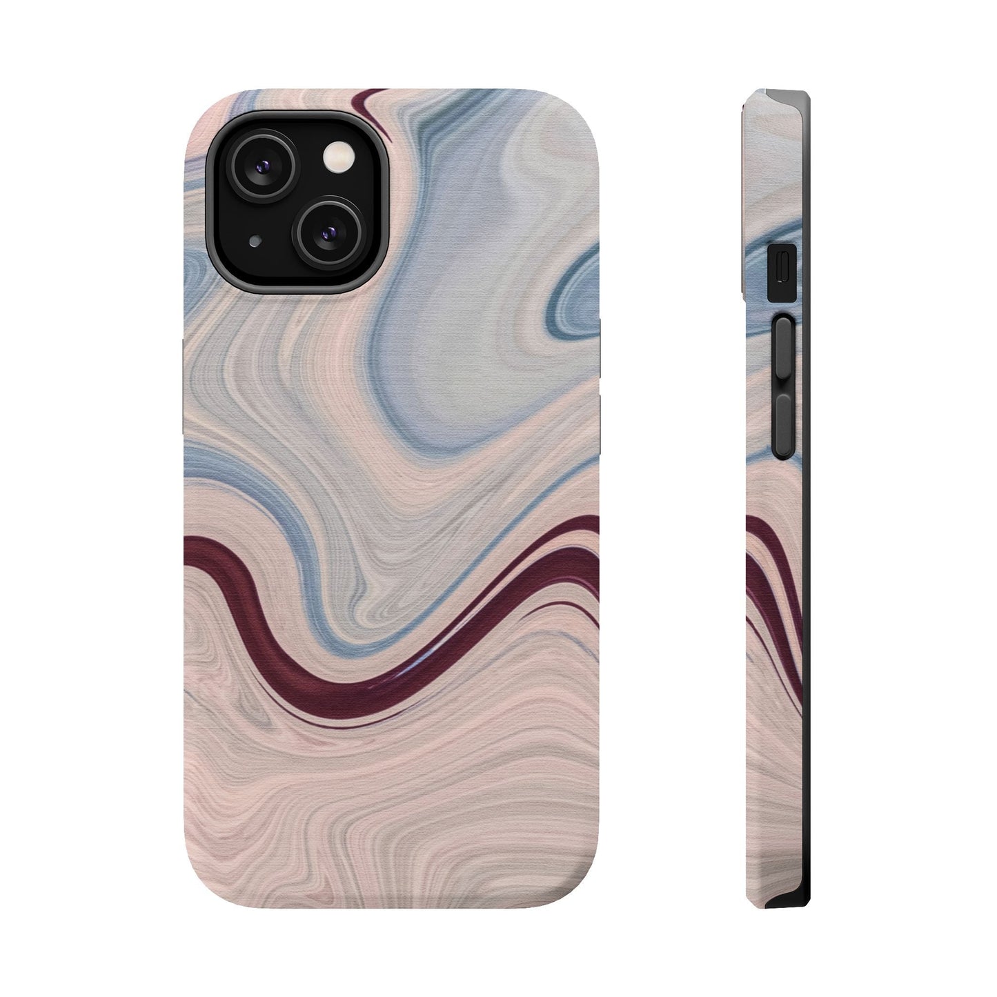 Marble Swirl Elegance – MagSafe Case with Abstract Blue & Pink Marble Art - BOGO Cases