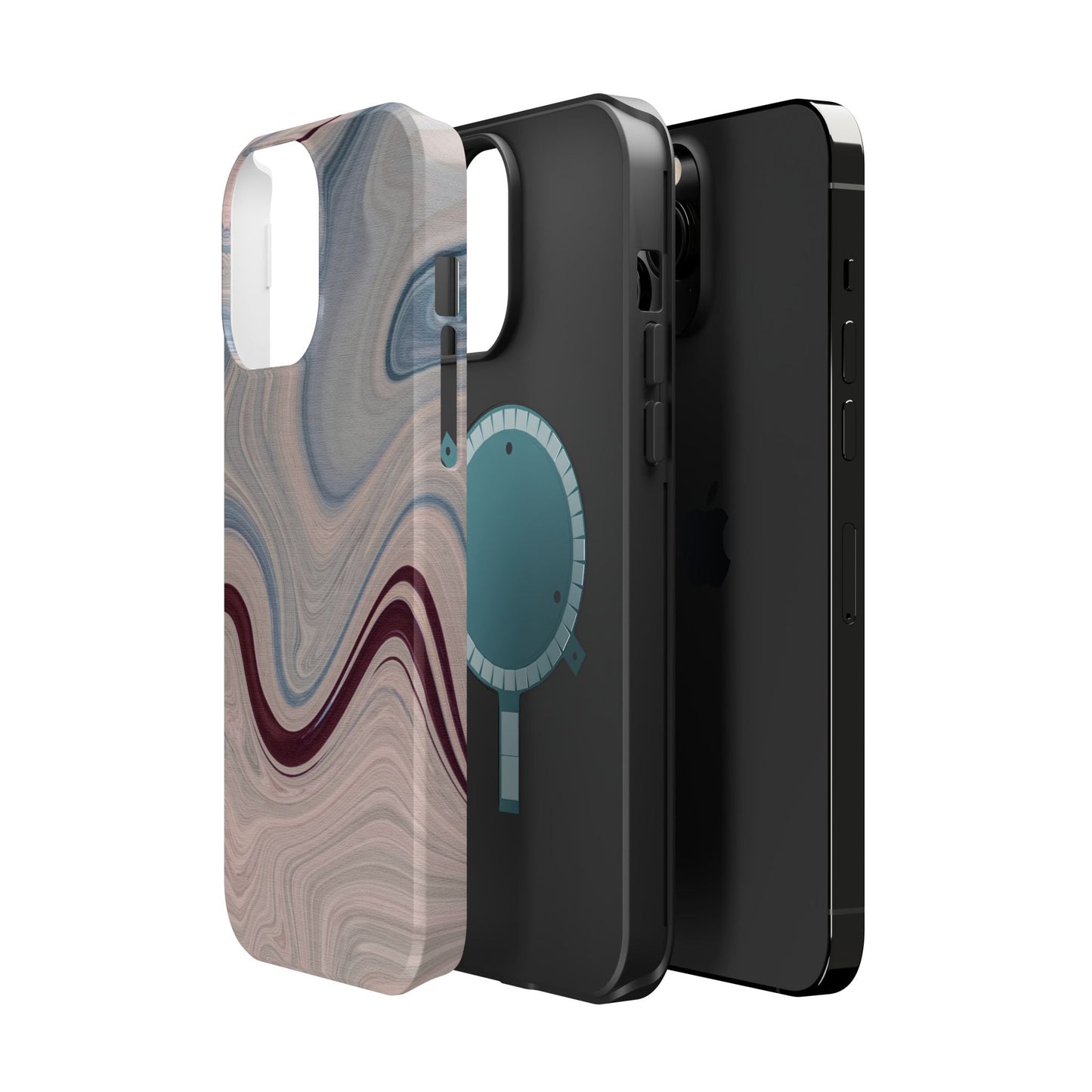 Marble Swirl Elegance – MagSafe Case with Abstract Blue & Pink Marble Art - BOGO Cases