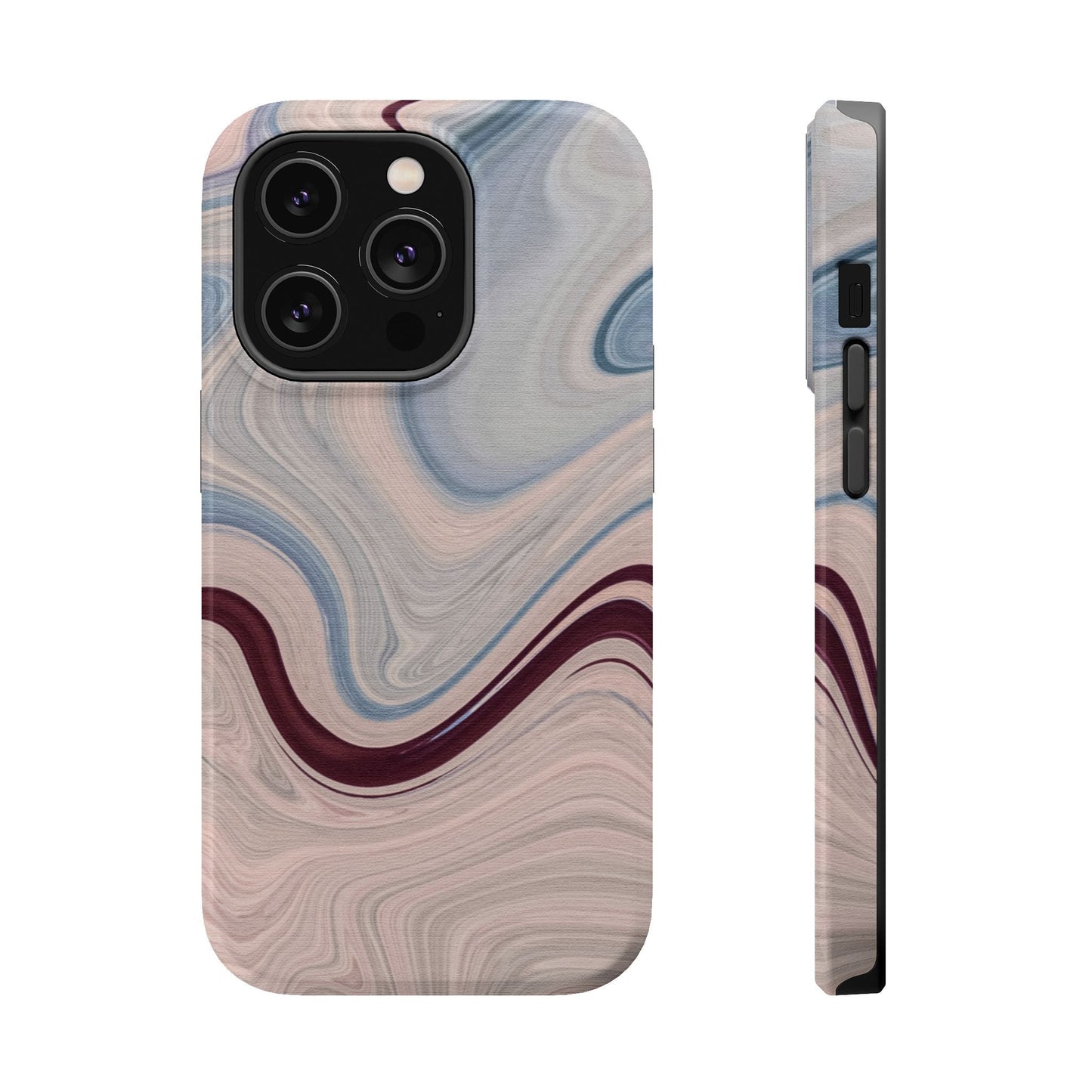 Marble Swirl Elegance – MagSafe Case with Abstract Blue & Pink Marble Art - BOGO Cases