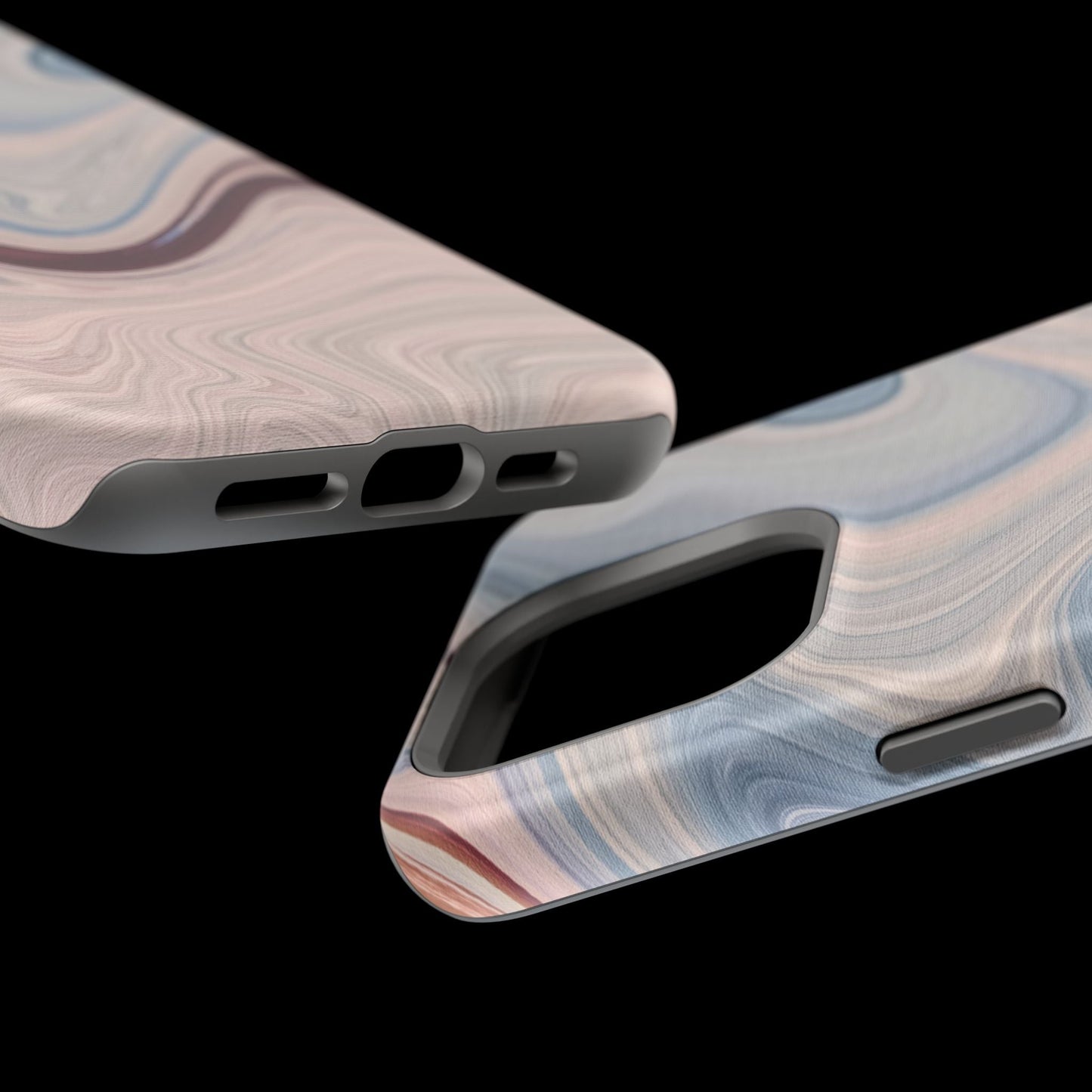 Marble Swirl Elegance – MagSafe Case with Abstract Blue & Pink Marble Art - BOGO Cases