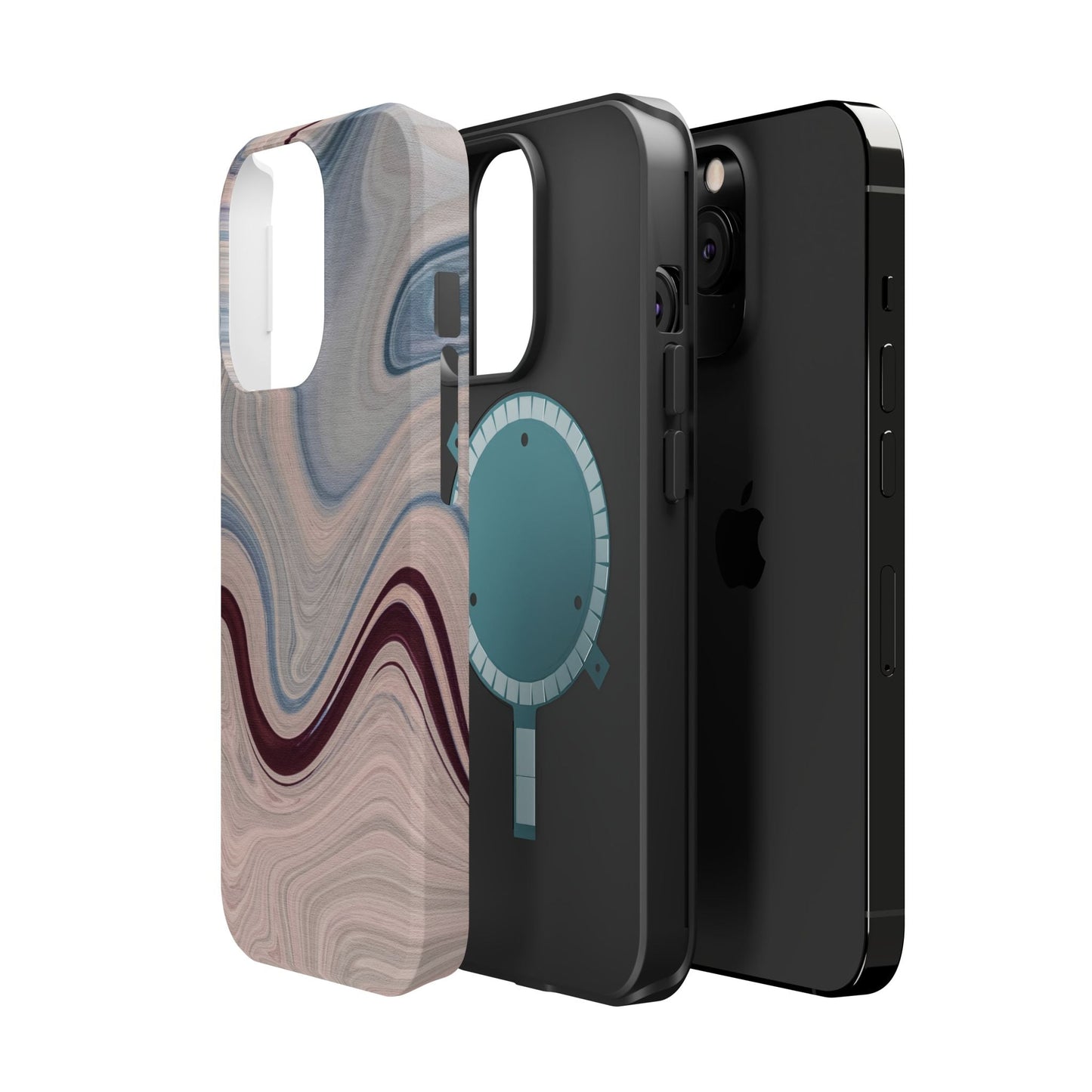 Marble Swirl Elegance – MagSafe Case with Abstract Blue & Pink Marble Art - BOGO Cases