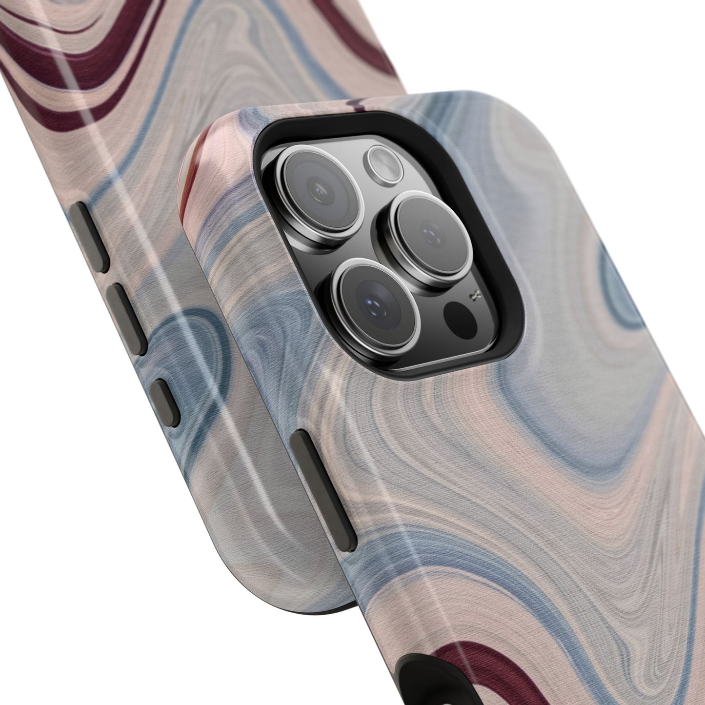 Marble Swirl Elegance – MagSafe Case with Abstract Blue & Pink Marble Art - BOGO Cases