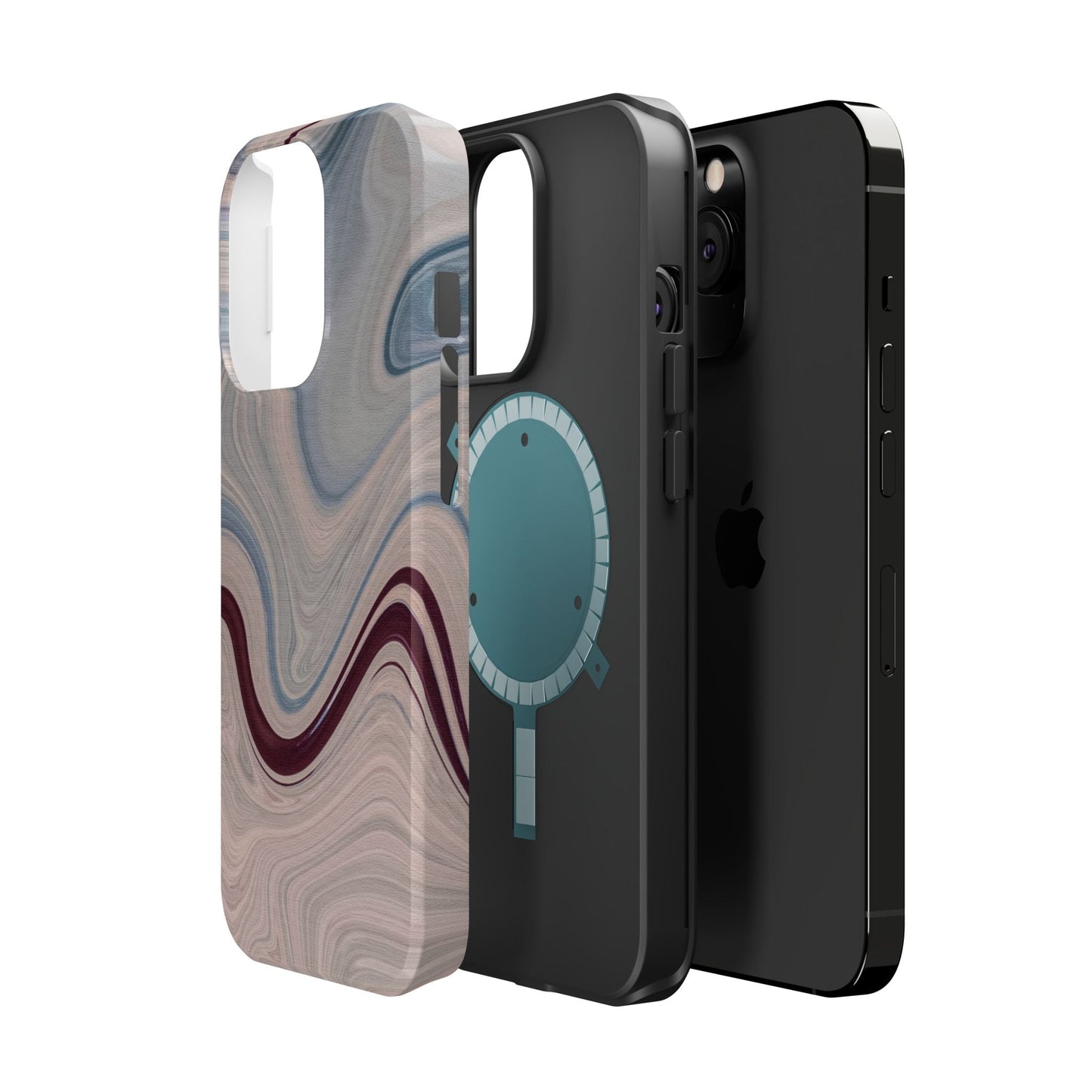 Marble Swirl Elegance – MagSafe Case with Abstract Blue & Pink Marble Art - BOGO Cases