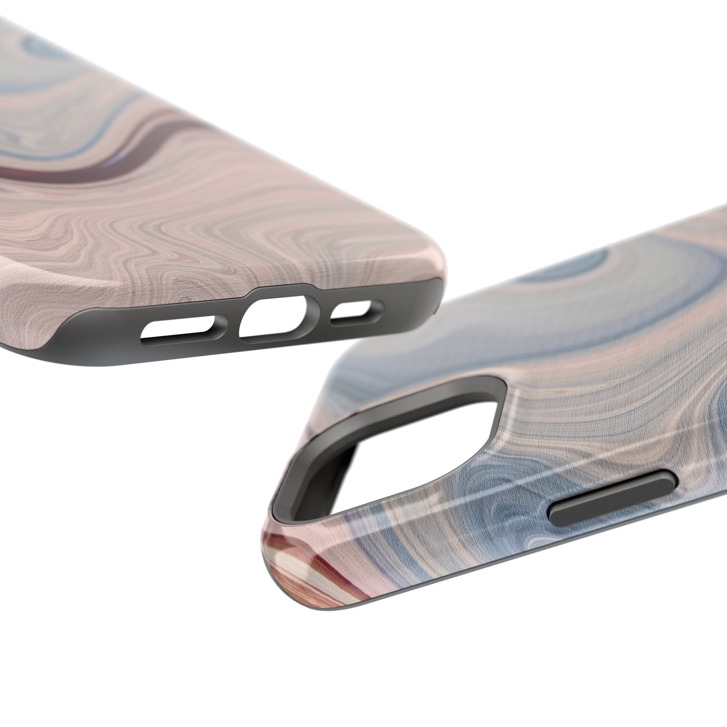 Marble Swirl Elegance – MagSafe Case with Abstract Blue & Pink Marble Art - BOGO Cases