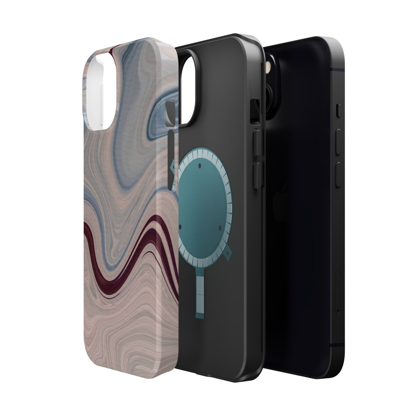 Marble Swirl Elegance – MagSafe Case with Abstract Blue & Pink Marble Art - BOGO Cases