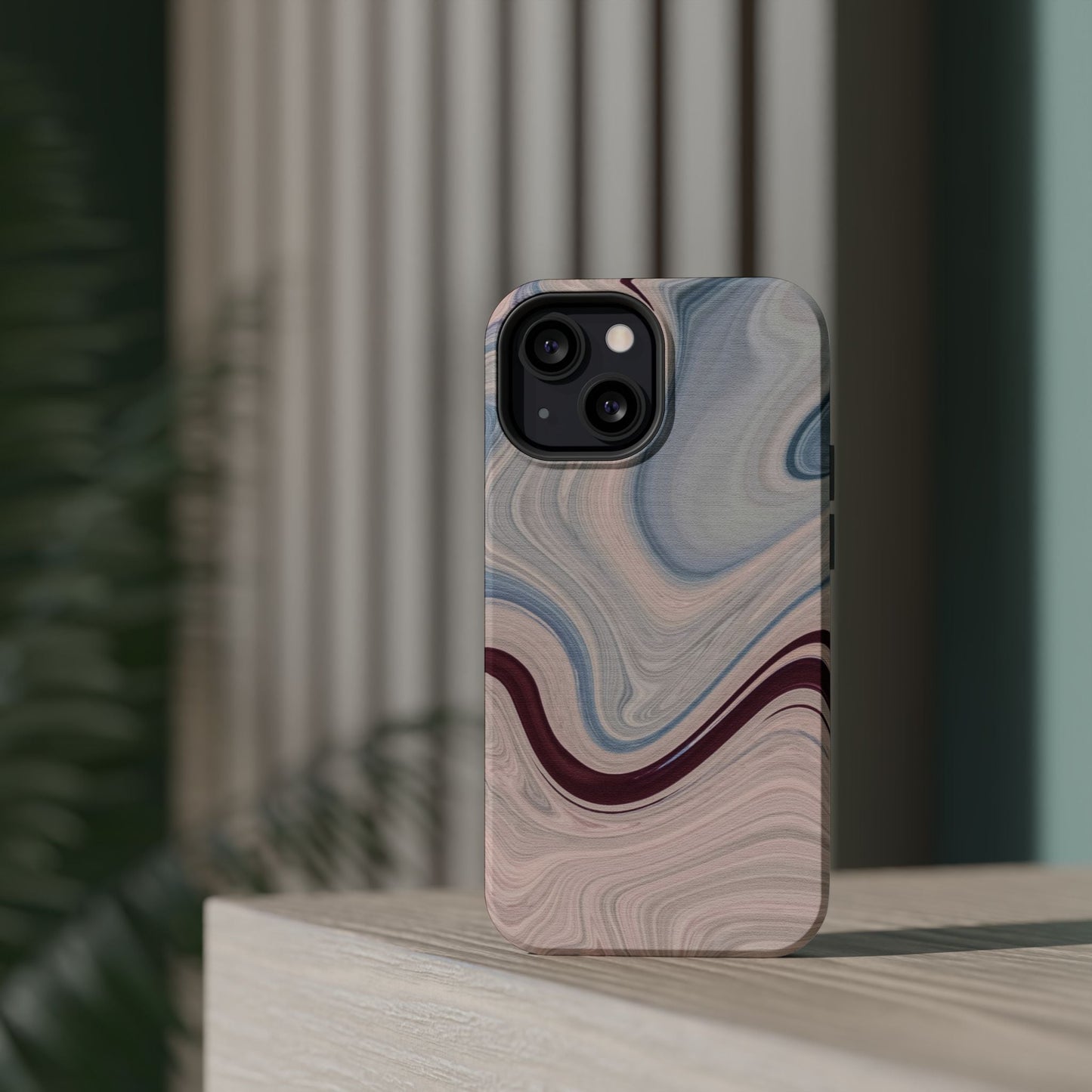 Marble Swirl Elegance – MagSafe Case with Abstract Blue & Pink Marble Art - BOGO Cases