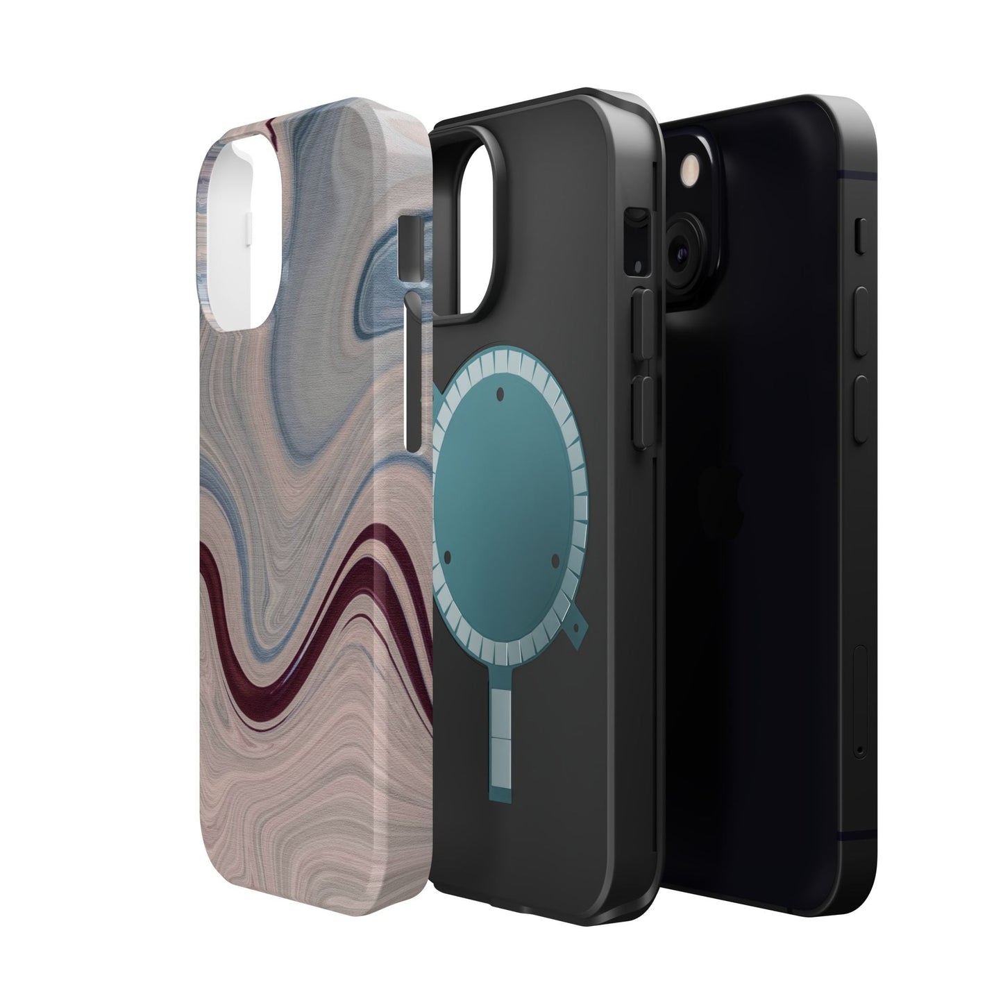 Marble Swirl Elegance – MagSafe Case with Abstract Blue & Pink Marble Art - BOGO Cases