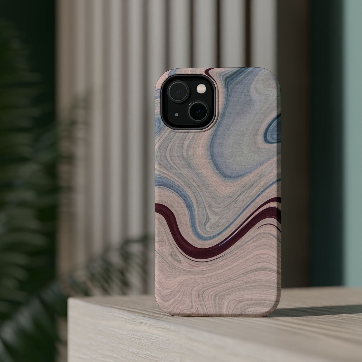 Marble Swirl Elegance – MagSafe Case with Abstract Blue & Pink Marble Art - BOGO Cases