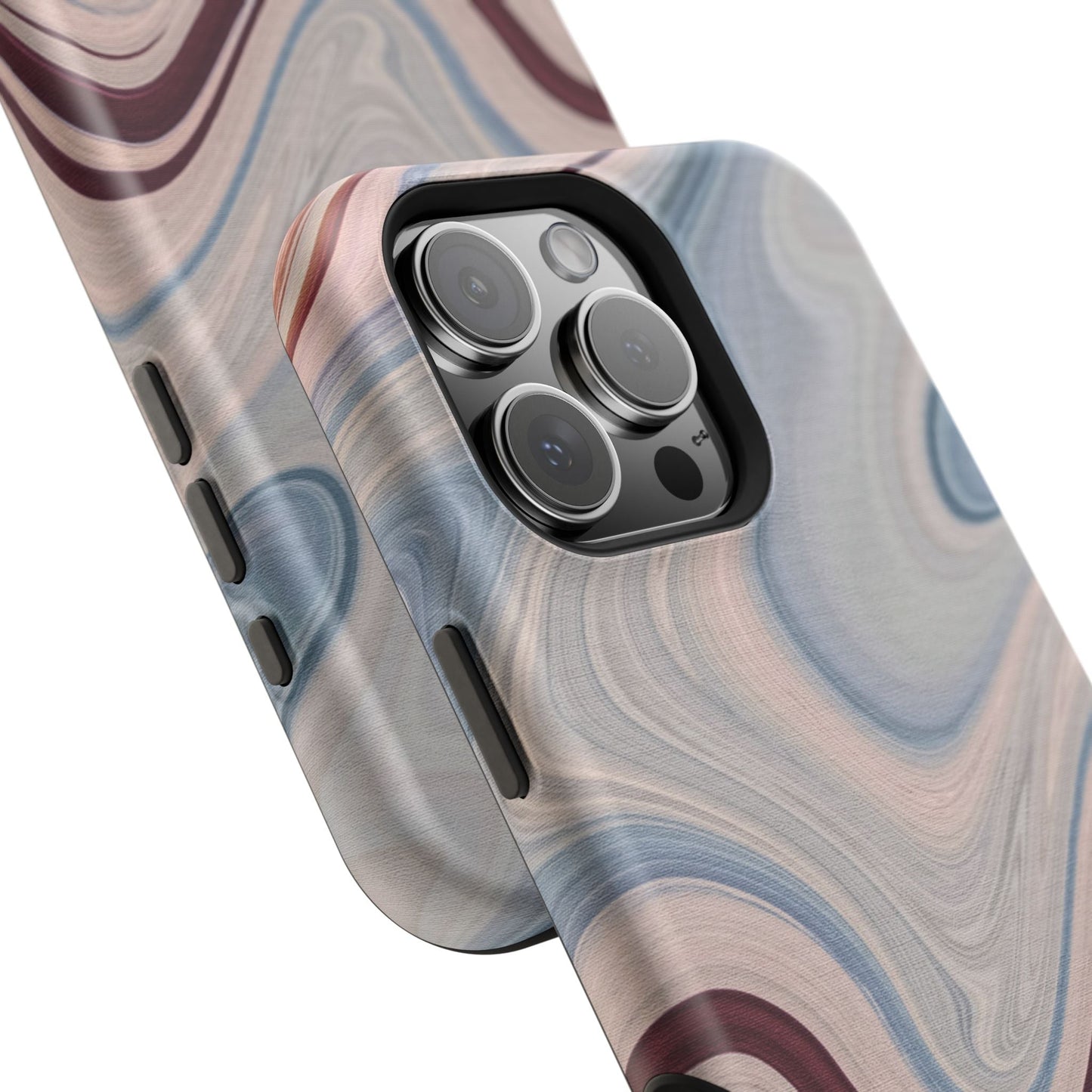 Marble Swirl Elegance – MagSafe Case with Abstract Blue & Pink Marble Art - BOGO Cases