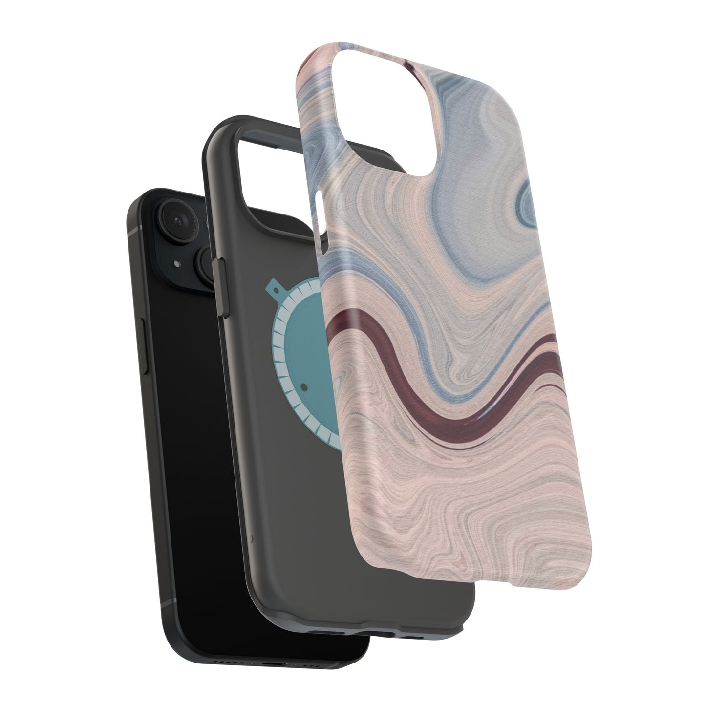 Marble Swirl Elegance – MagSafe Case with Abstract Blue & Pink Marble Art - BOGO Cases