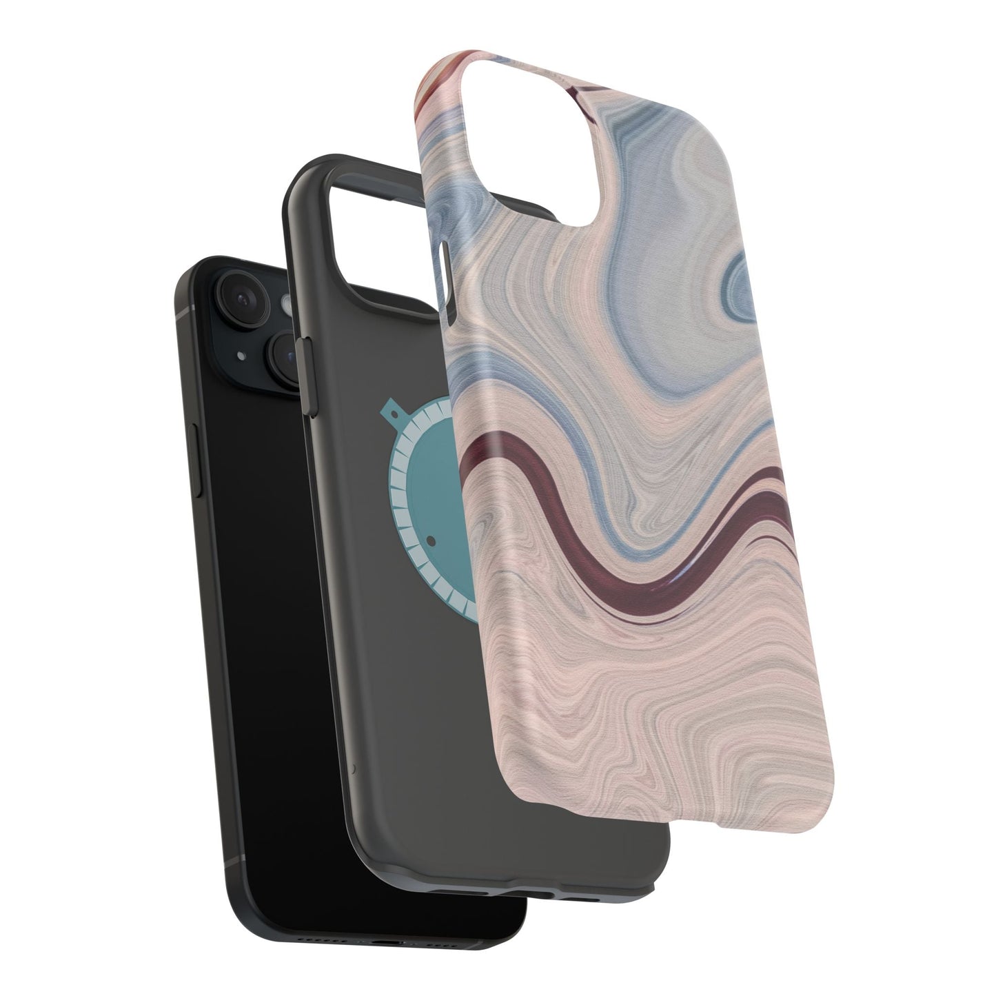 Marble Swirl Elegance – MagSafe Case with Abstract Blue & Pink Marble Art - BOGO Cases