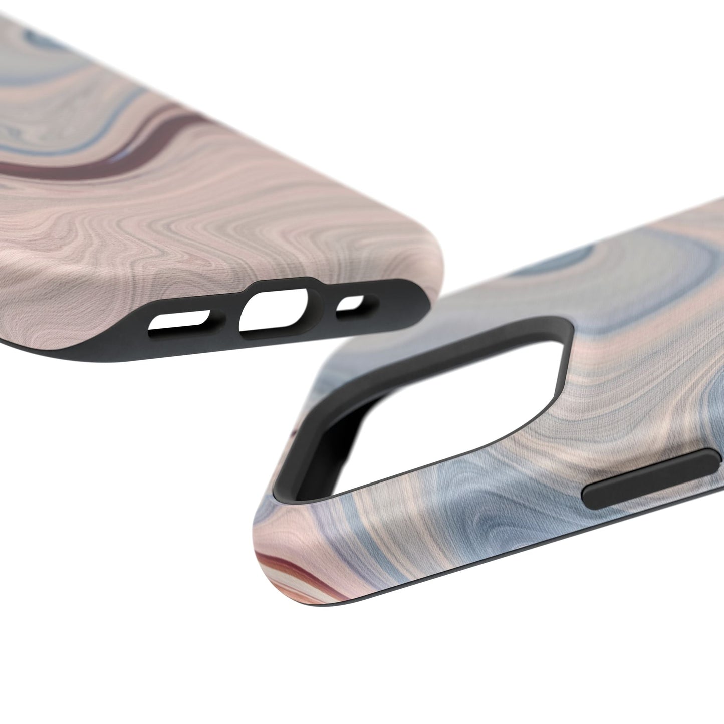Marble Swirl Elegance – MagSafe Case with Abstract Blue & Pink Marble Art - BOGO Cases