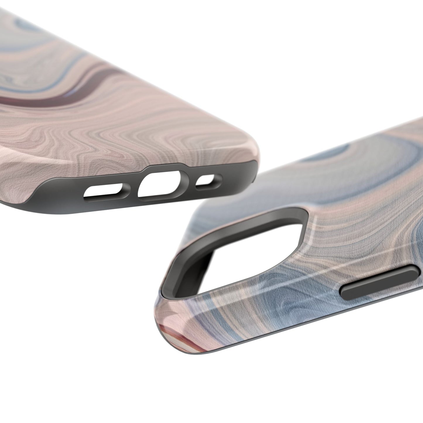 Marble Swirl Elegance – MagSafe Case with Abstract Blue & Pink Marble Art - BOGO Cases