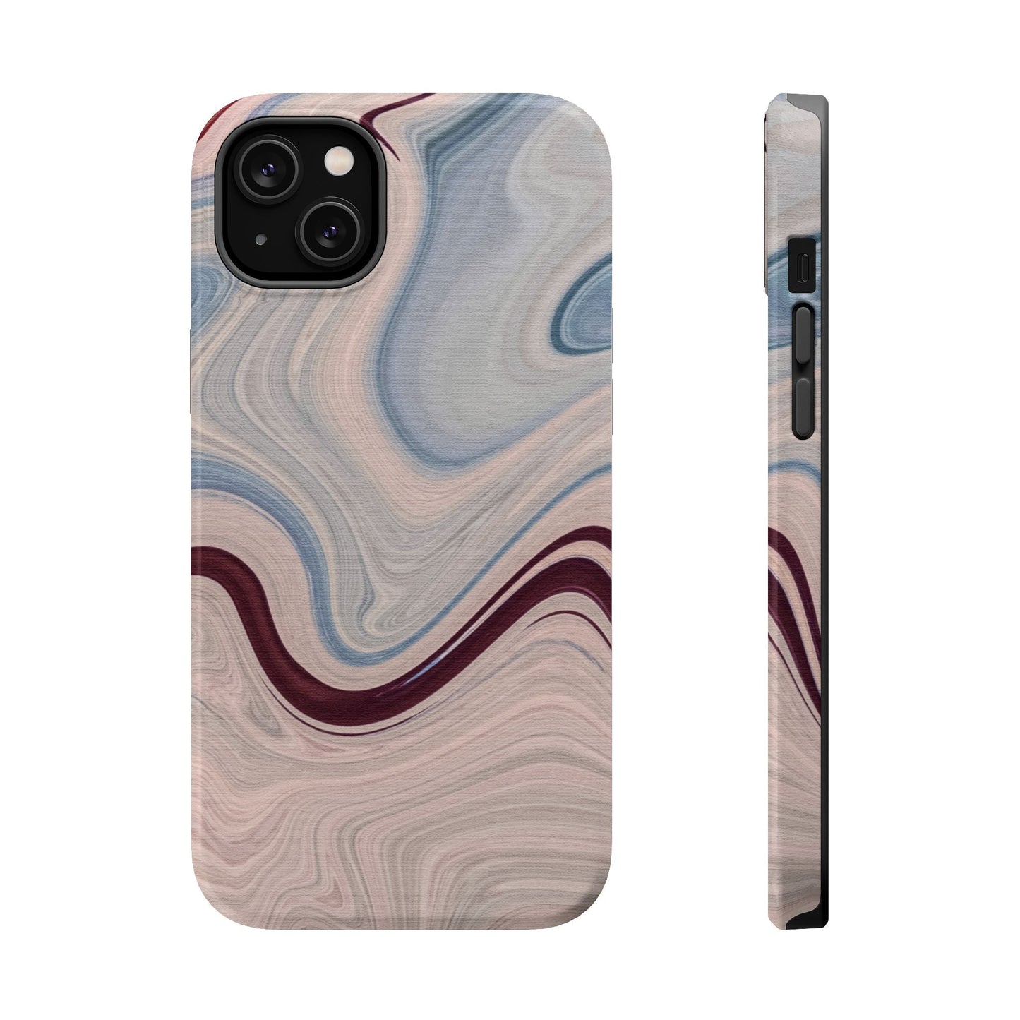 Marble Swirl Elegance – MagSafe Case with Abstract Blue & Pink Marble Art - BOGO Cases