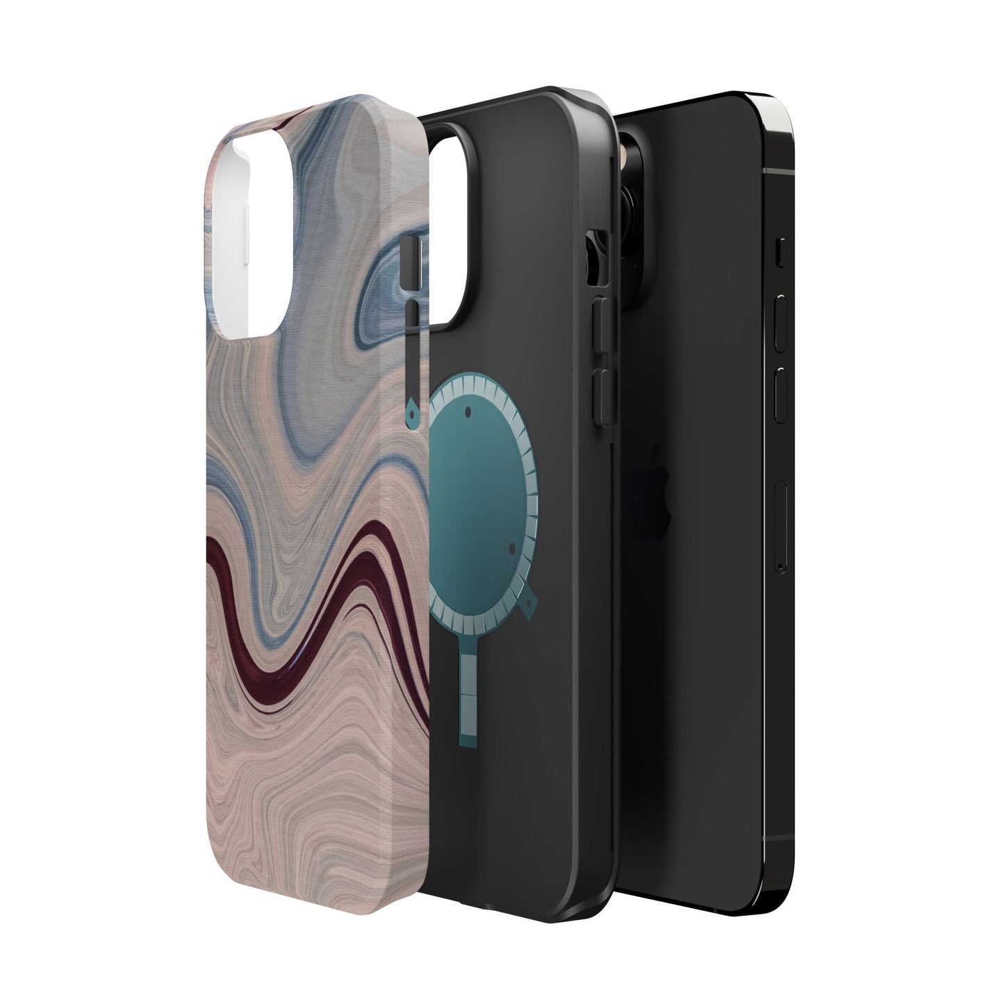 Marble Swirl Elegance – MagSafe Case with Abstract Blue & Pink Marble Art - BOGO Cases
