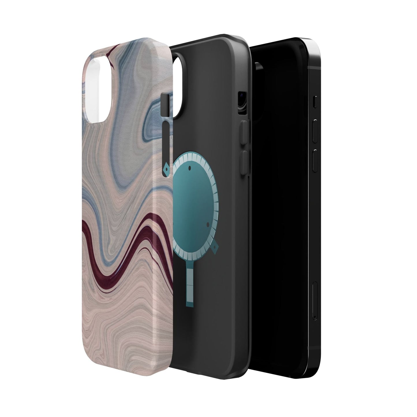 Marble Swirl Elegance – MagSafe Case with Abstract Blue & Pink Marble Art - BOGO Cases