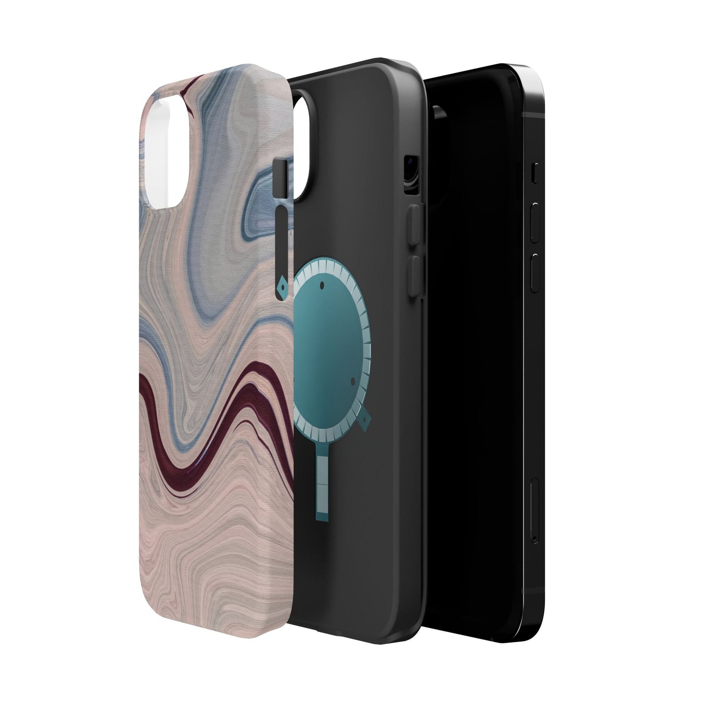 Marble Swirl Elegance – MagSafe Case with Abstract Blue & Pink Marble Art - BOGO Cases