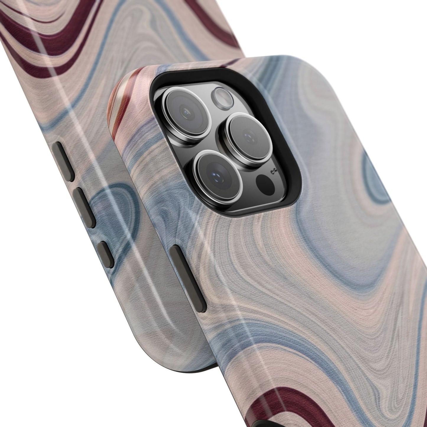 Marble Swirl Elegance – MagSafe Case with Abstract Blue & Pink Marble Art - BOGO Cases