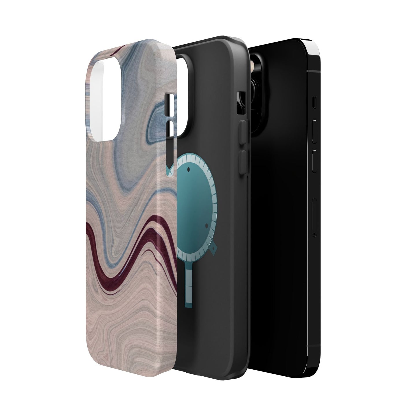 Marble Swirl Elegance – MagSafe Case with Abstract Blue & Pink Marble Art - BOGO Cases