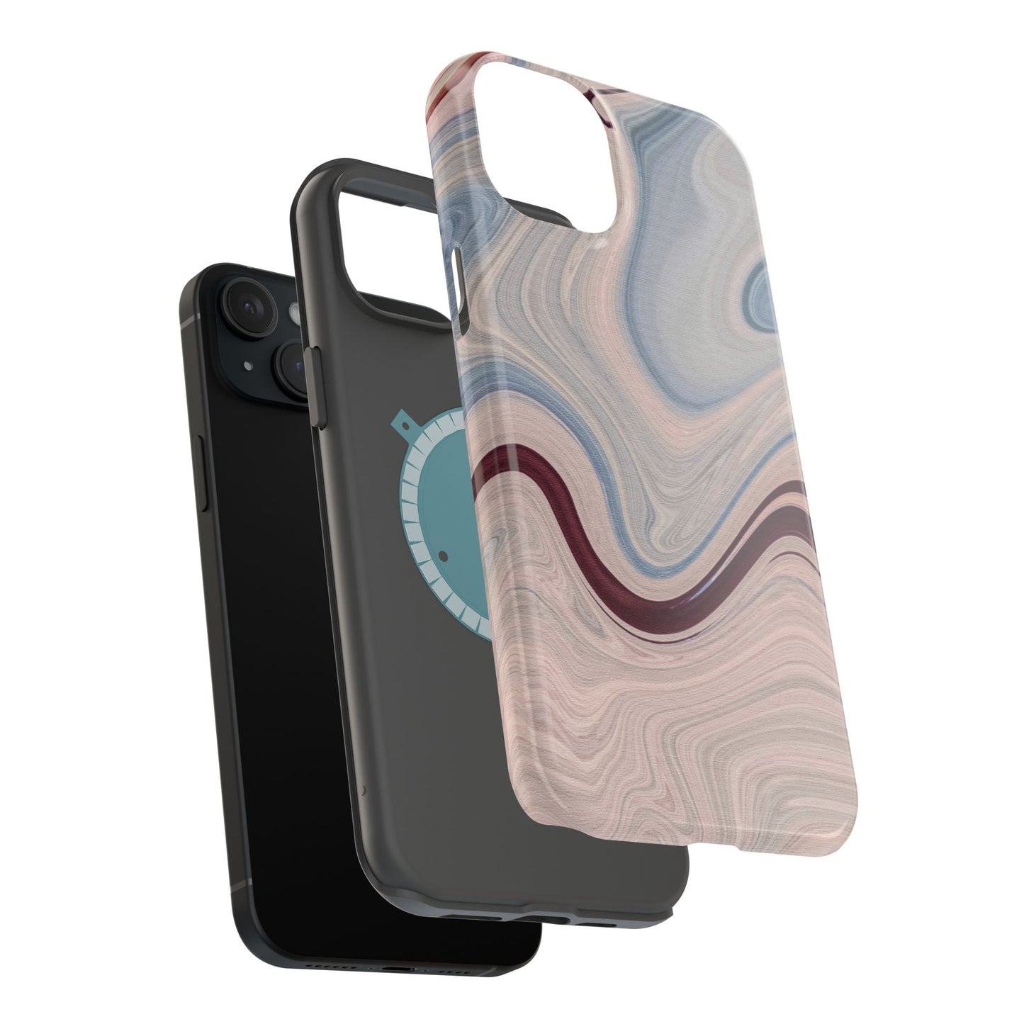 Marble Swirl Elegance – MagSafe Case with Abstract Blue & Pink Marble Art - BOGO Cases