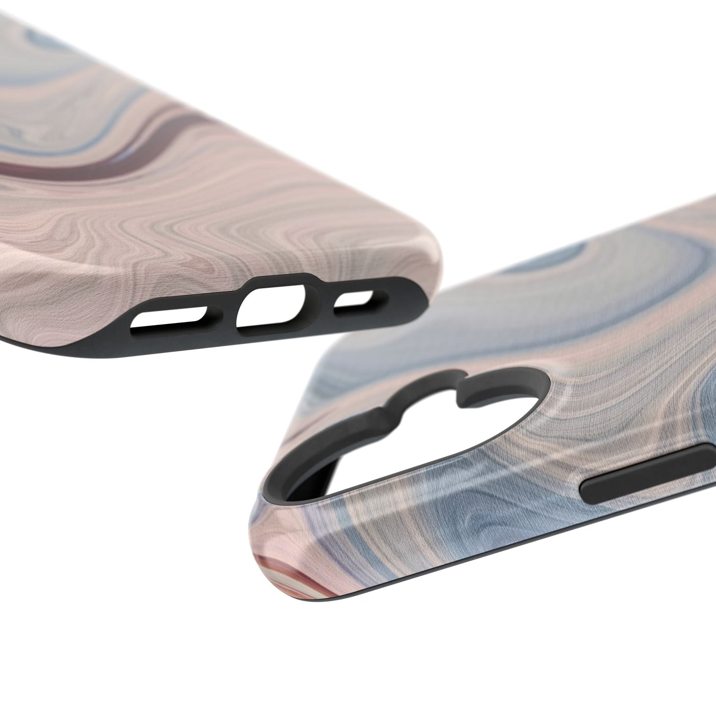 Marble Swirl Elegance – MagSafe Case with Abstract Blue & Pink Marble Art - BOGO Cases