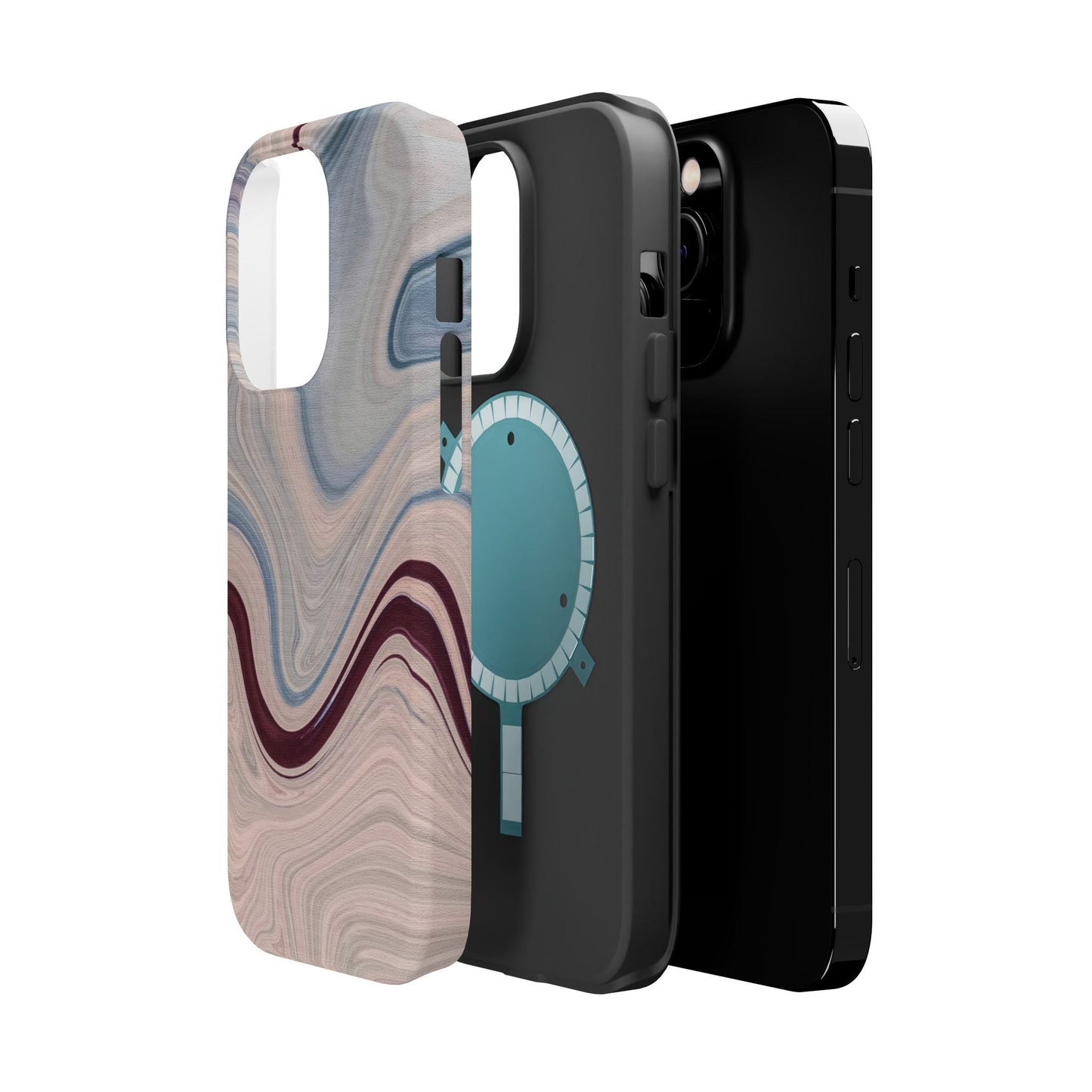 Marble Swirl Elegance – MagSafe Case with Abstract Blue & Pink Marble Art - BOGO Cases