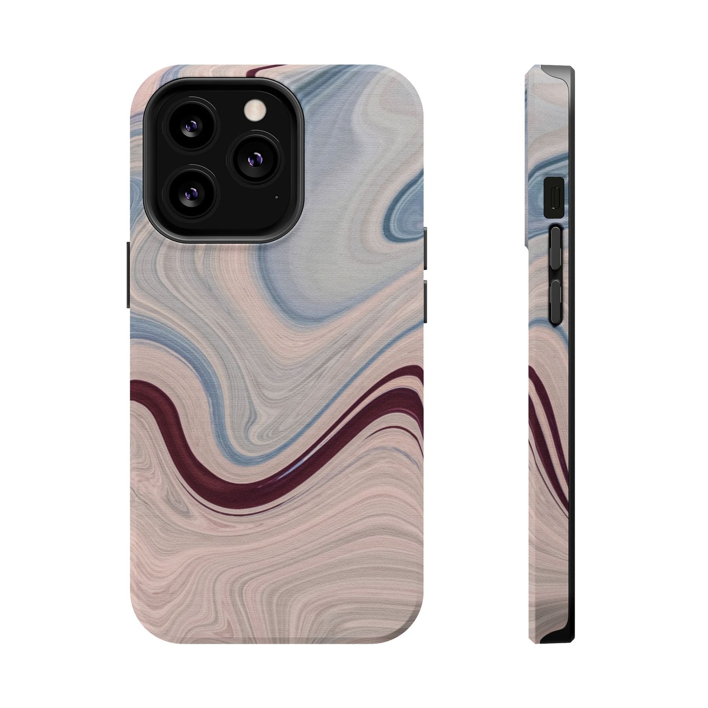 Marble Swirl Elegance – MagSafe Case with Abstract Blue & Pink Marble Art - BOGO Cases