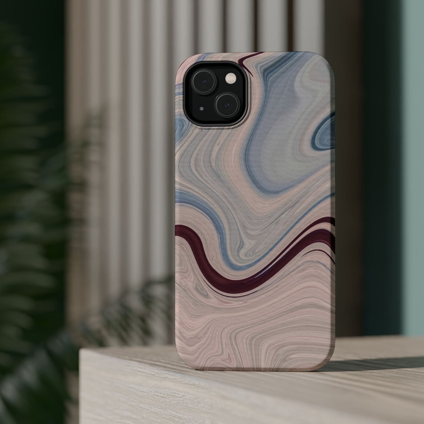 Marble Swirl Elegance – MagSafe Case with Abstract Blue & Pink Marble Art - BOGO Cases
