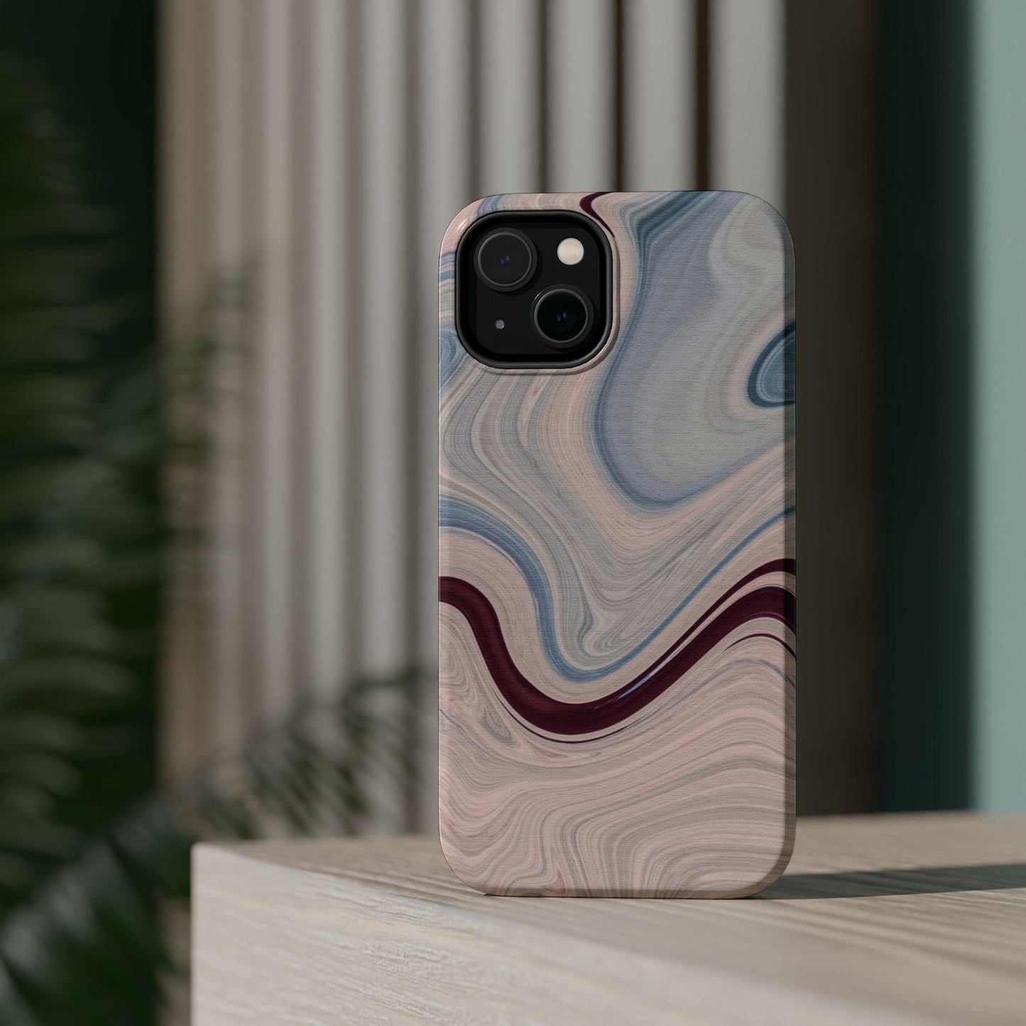 Marble Swirl Elegance – MagSafe Case with Abstract Blue & Pink Marble Art - BOGO Cases