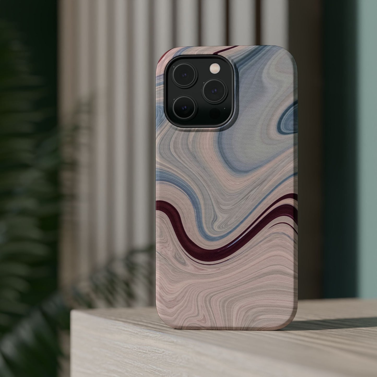 Marble Swirl Elegance – MagSafe Case with Abstract Blue & Pink Marble Art - BOGO Cases