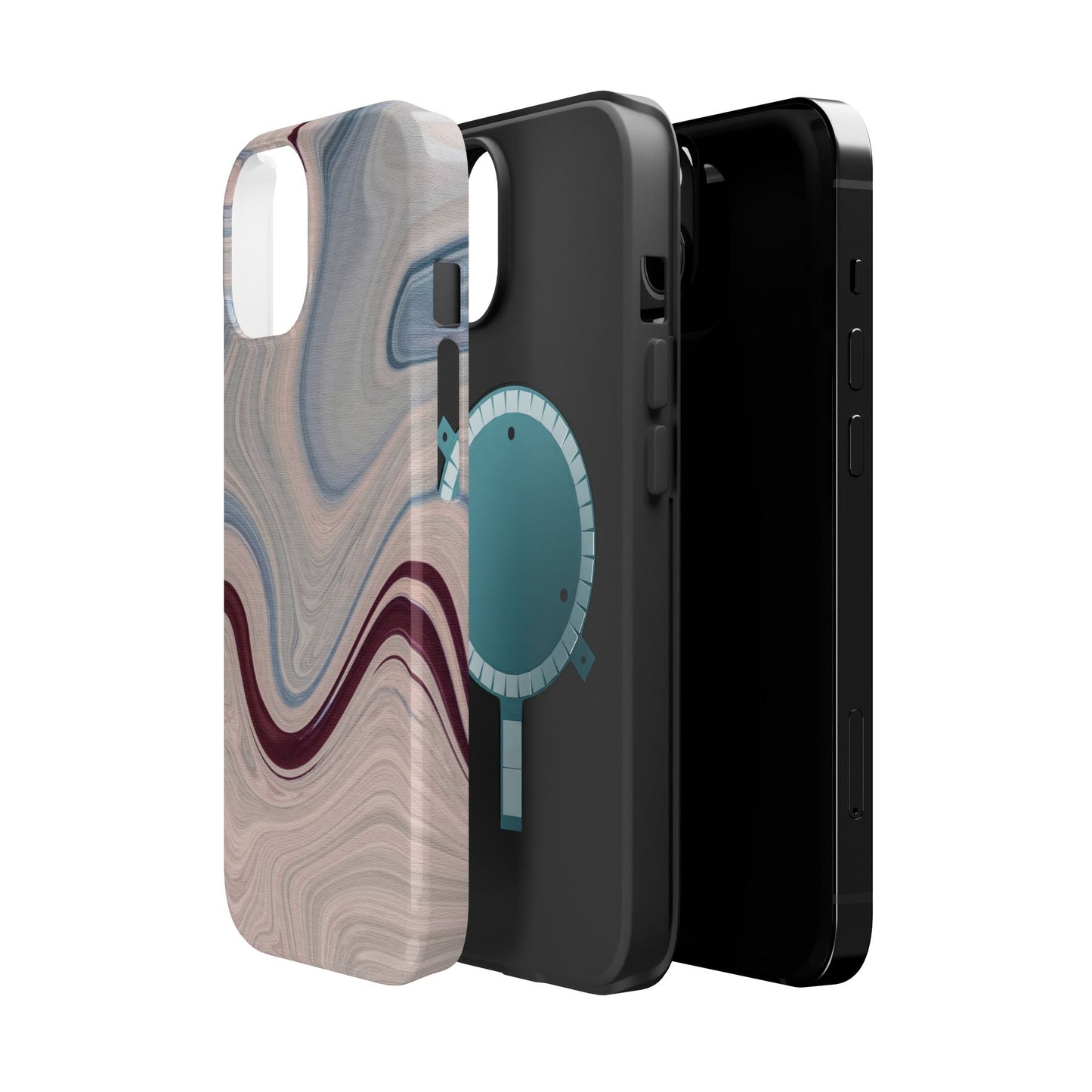 Marble Swirl Elegance – MagSafe Case with Abstract Blue & Pink Marble Art - BOGO Cases
