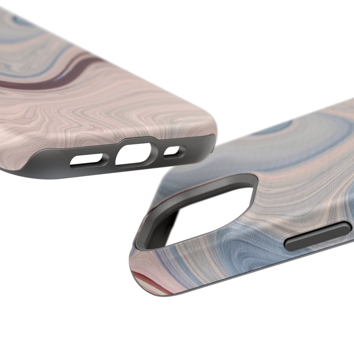 Marble Swirl Elegance – MagSafe Case with Abstract Blue & Pink Marble Art - BOGO Cases