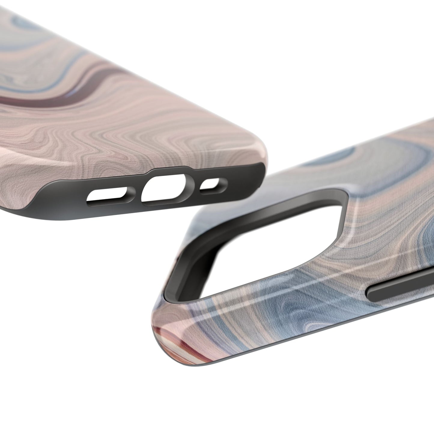 Marble Swirl Elegance – MagSafe Case with Abstract Blue & Pink Marble Art - BOGO Cases