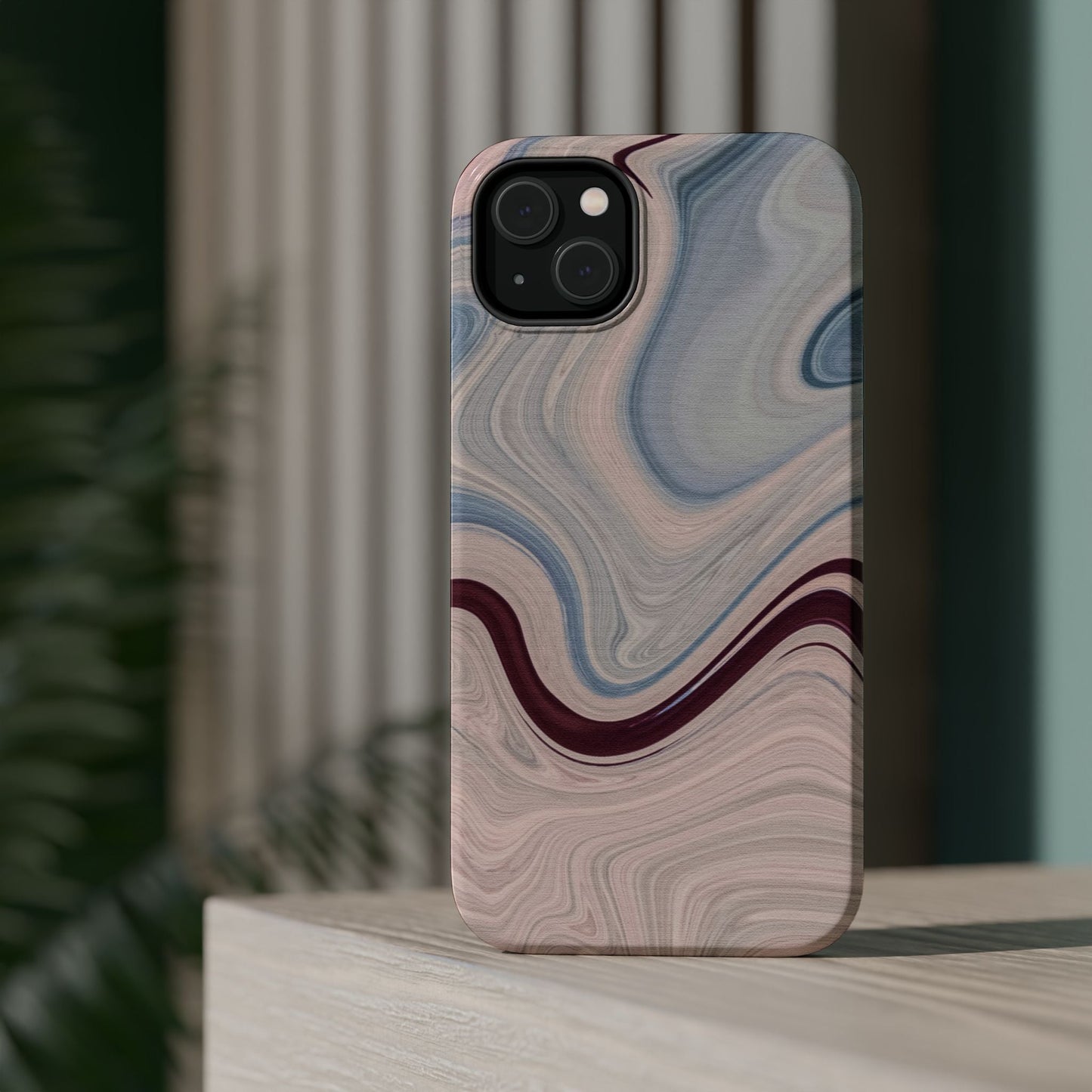 Marble Swirl Elegance – MagSafe Case with Abstract Blue & Pink Marble Art - BOGO Cases