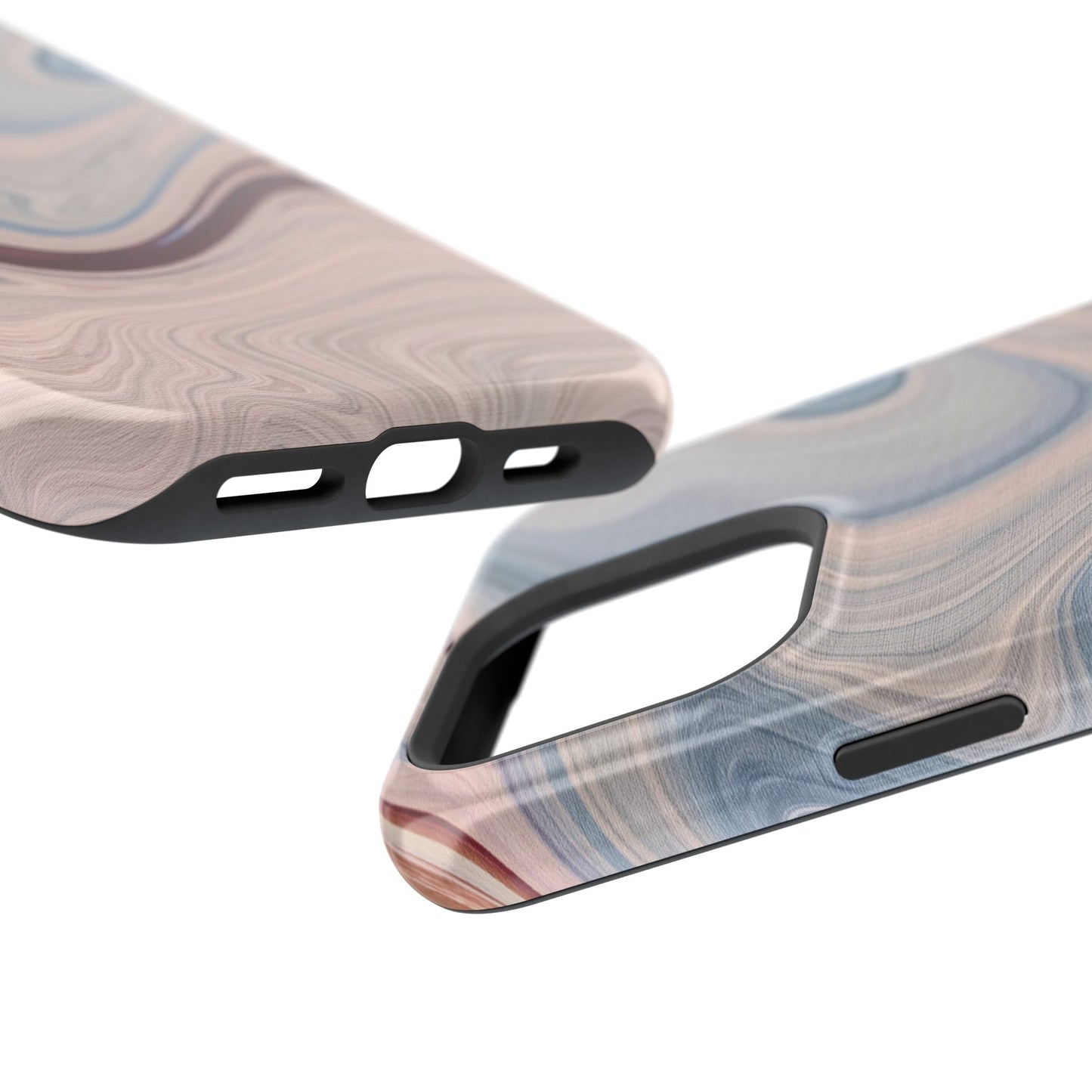Marble Swirl Elegance – MagSafe Case with Abstract Blue & Pink Marble Art - BOGO Cases