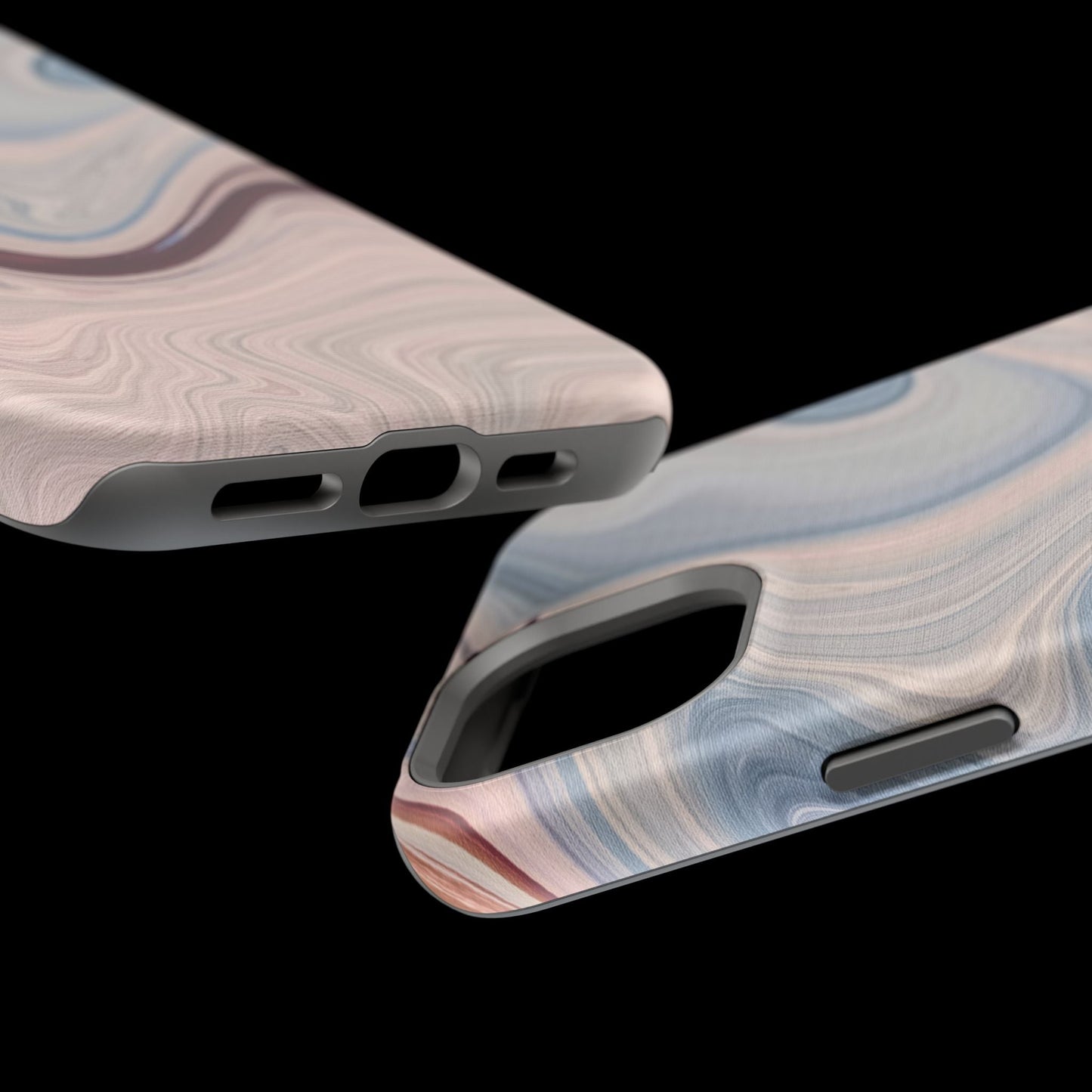 Marble Swirl Elegance – MagSafe Case with Abstract Blue & Pink Marble Art - BOGO Cases