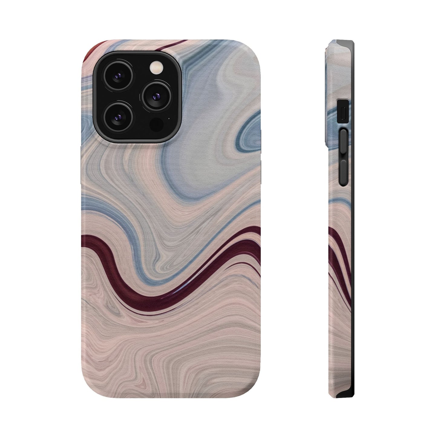 Marble Swirl Elegance – MagSafe Case with Abstract Blue & Pink Marble Art - BOGO Cases