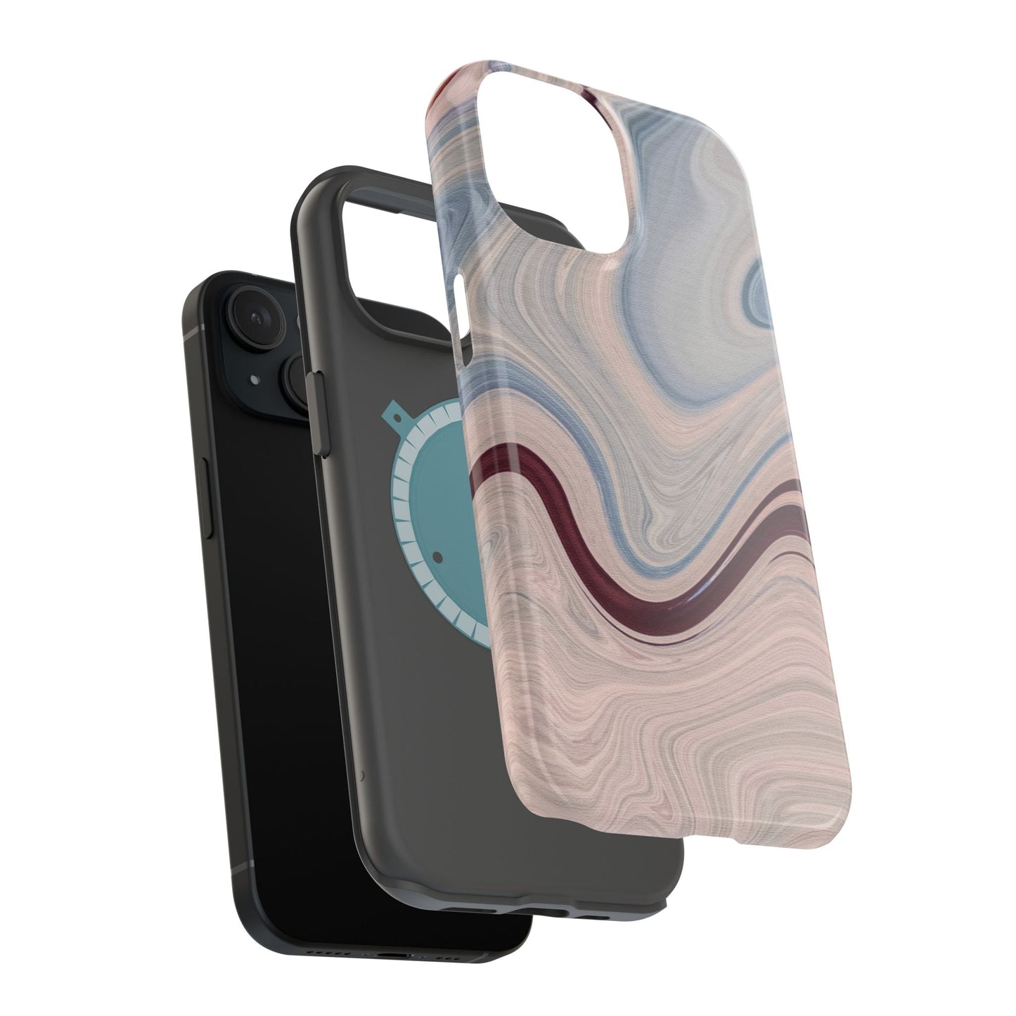 Marble Swirl Elegance – MagSafe Case with Abstract Blue & Pink Marble Art - BOGO Cases