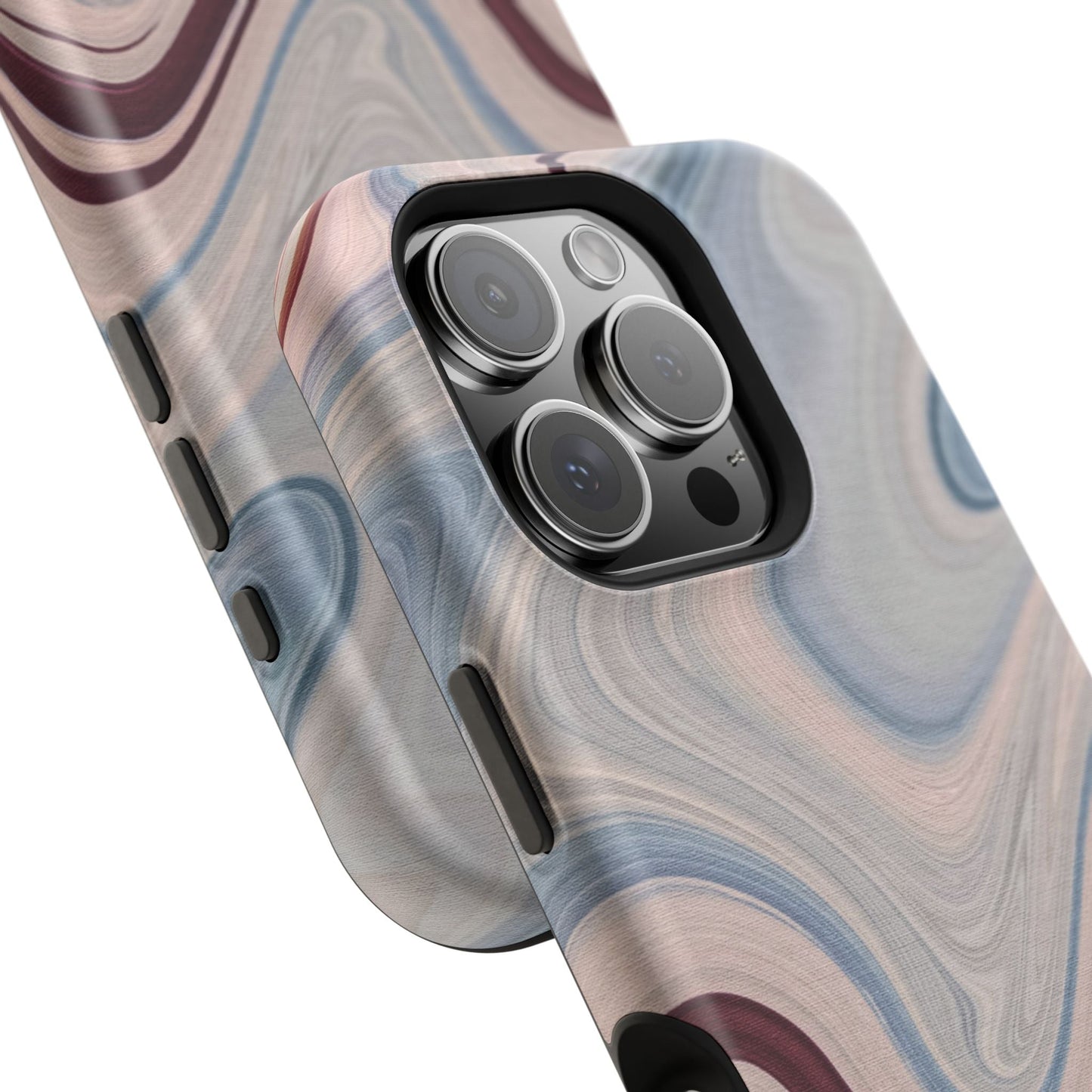 Marble Swirl Elegance – MagSafe Case with Abstract Blue & Pink Marble Art - BOGO Cases